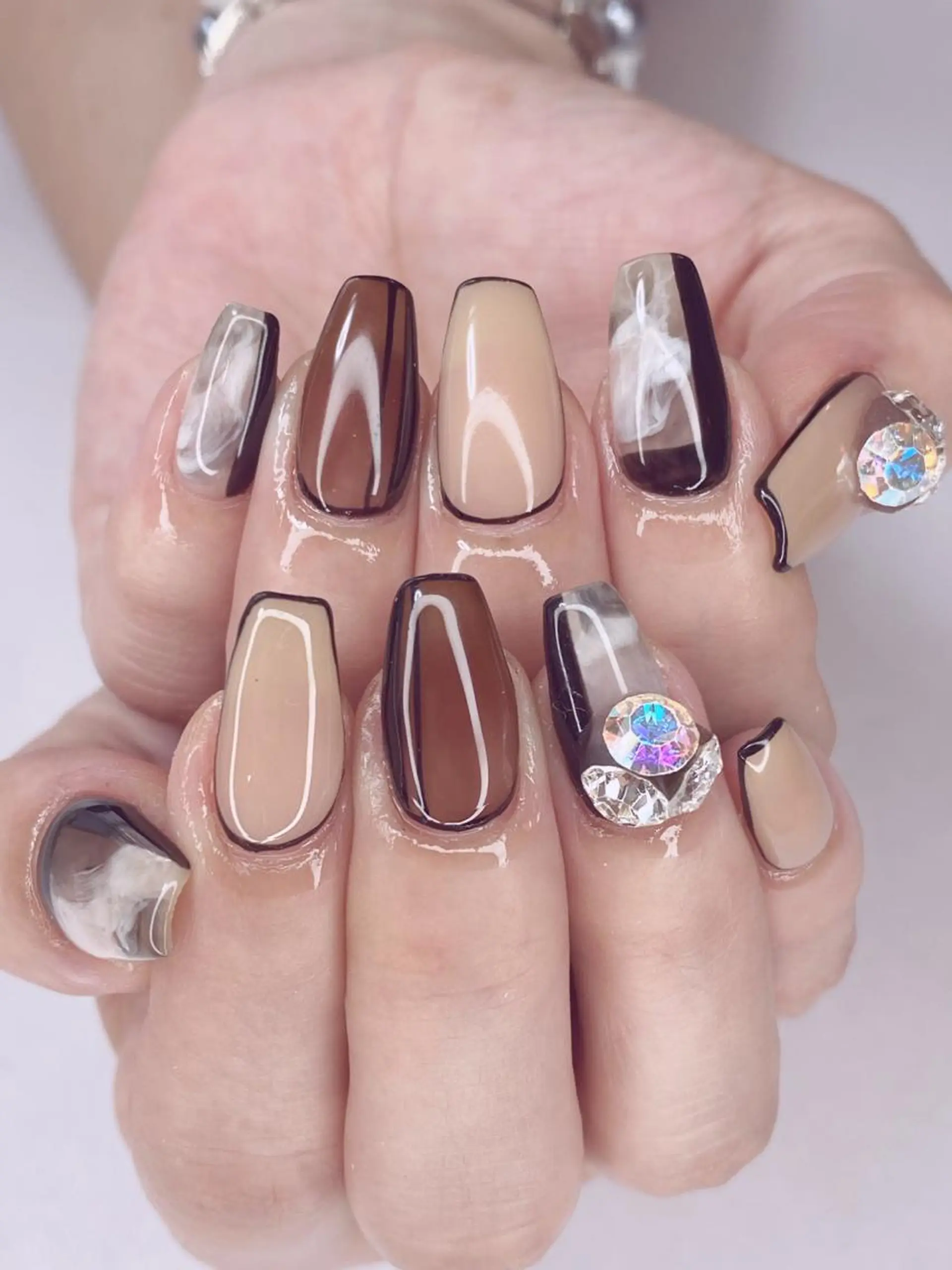 ネイル アートネイル オーロラネイル 桜ネイル クリアネイル ドット Ｎail Ｓalon ertiのネイルデザイン