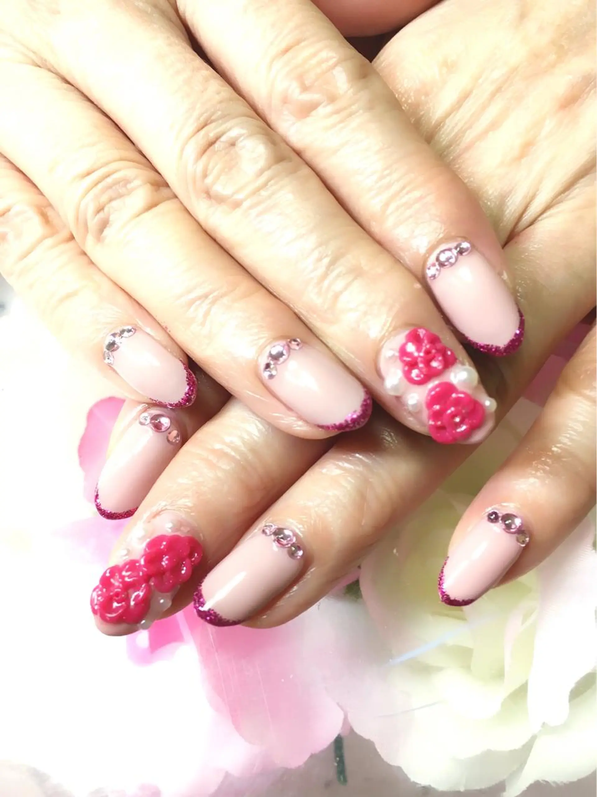 ネイル フットネイル ジェルネイル ミラーネイル パラジェル 春ネイル clover nailのネイルデザイン