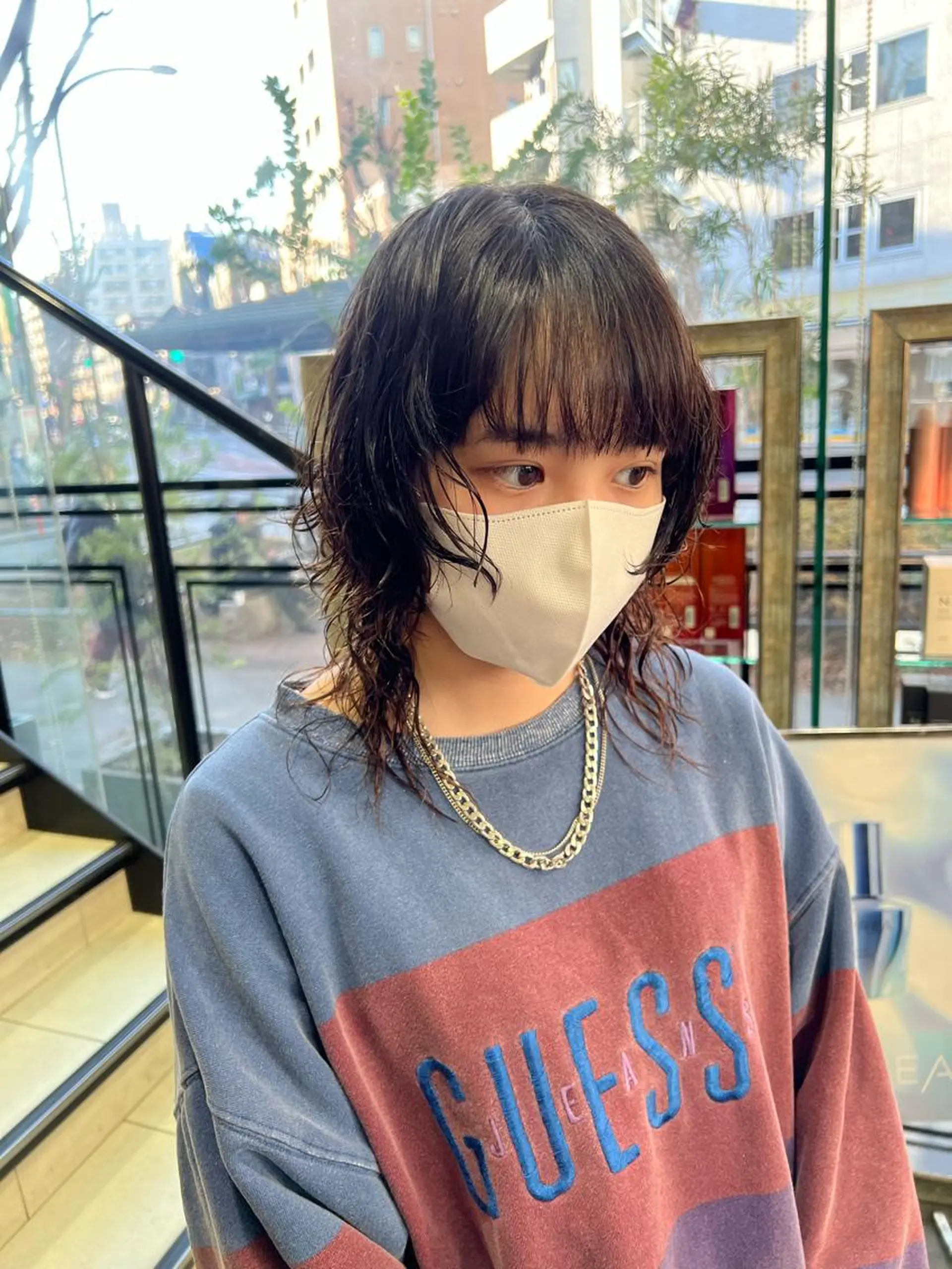 ミディアム カラー パーマ ミディアムパーマ ウルフカット チャンモリパーマ/韓 国/Minami🦋のヘアスタイル