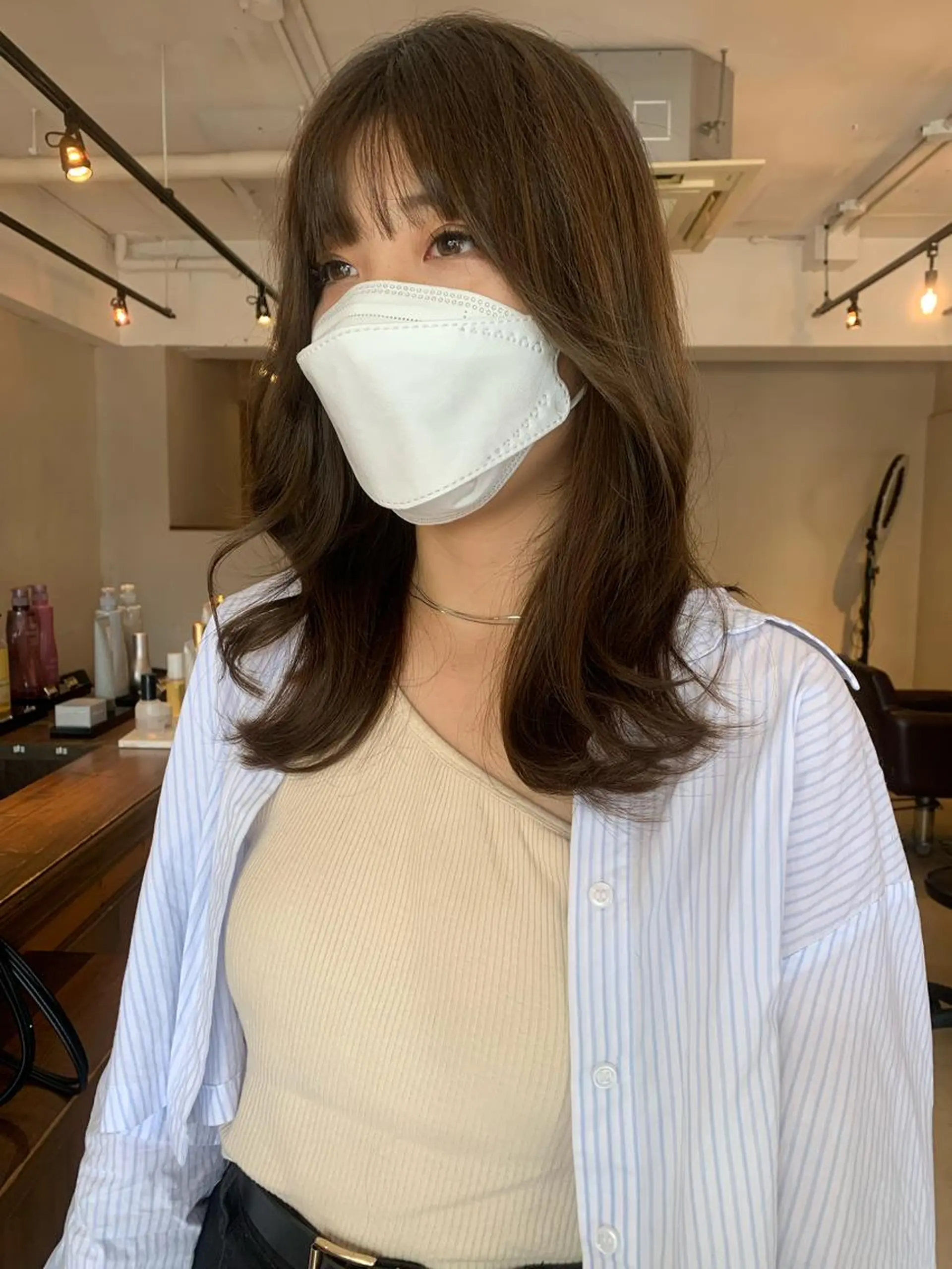 ミディアム カラー カット ヘアカラー トリートメント ヘッドスパ 透明感/オリーブ/ グレージュ/YUKAのヘアスタイル