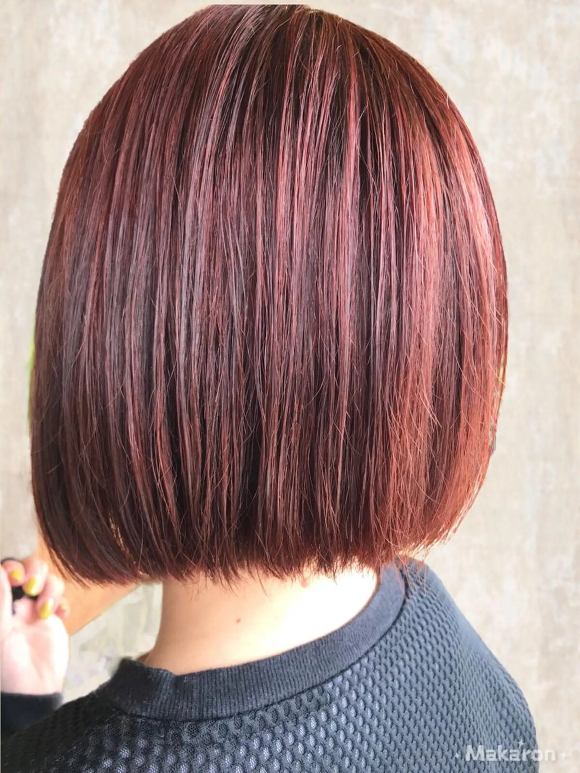 ショート カラー 切りっぱなしボブ カシス オレンジ ボブ hair works raptureのヘアスタイル