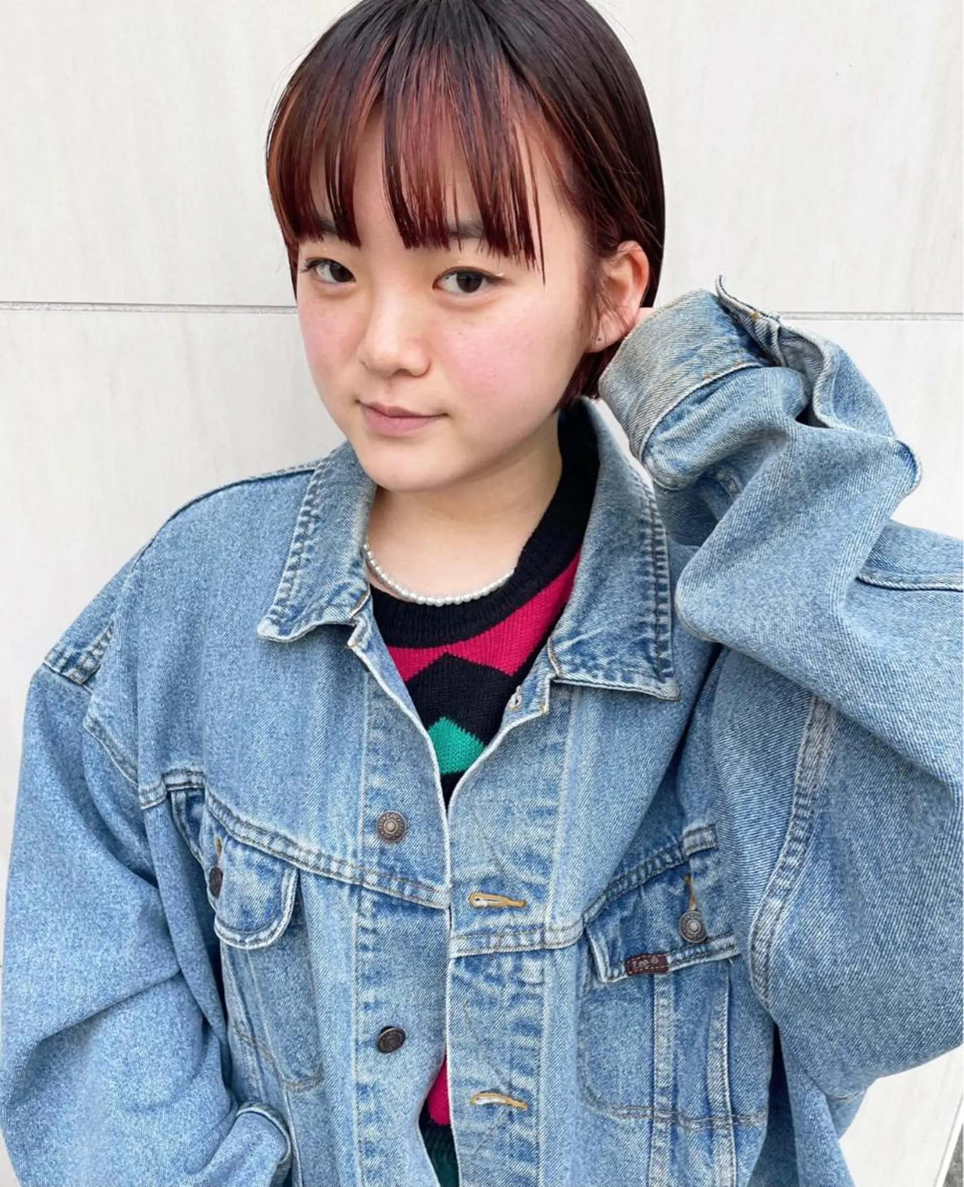 ショート カラー パーマ ベージュカラー ピンクカラー ピンクベージュ カット ヘアカラー トリートメント tatsumi/ボブ ウルフ/レイヤーのヘアスタイル