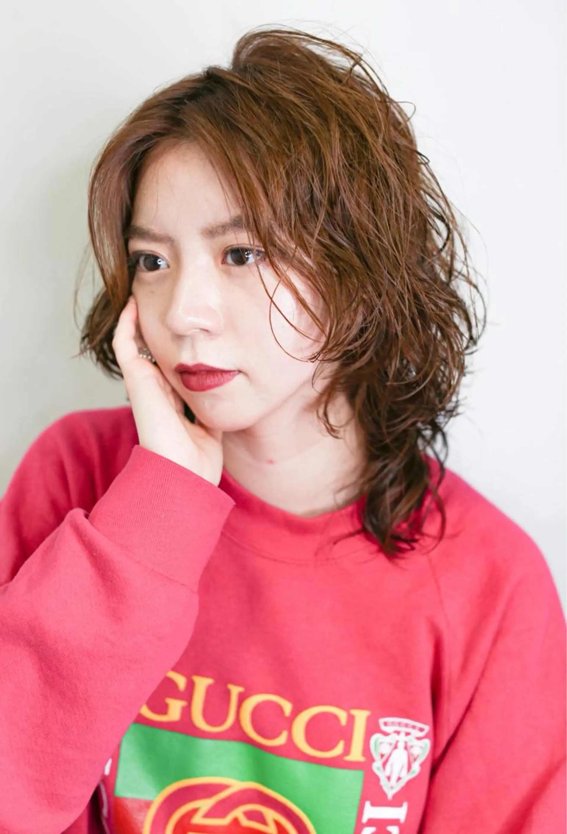 ミディアム パーマ ミディアムパーマ ウルフカット カット パーマ 千葉 郁也のヘアスタイル