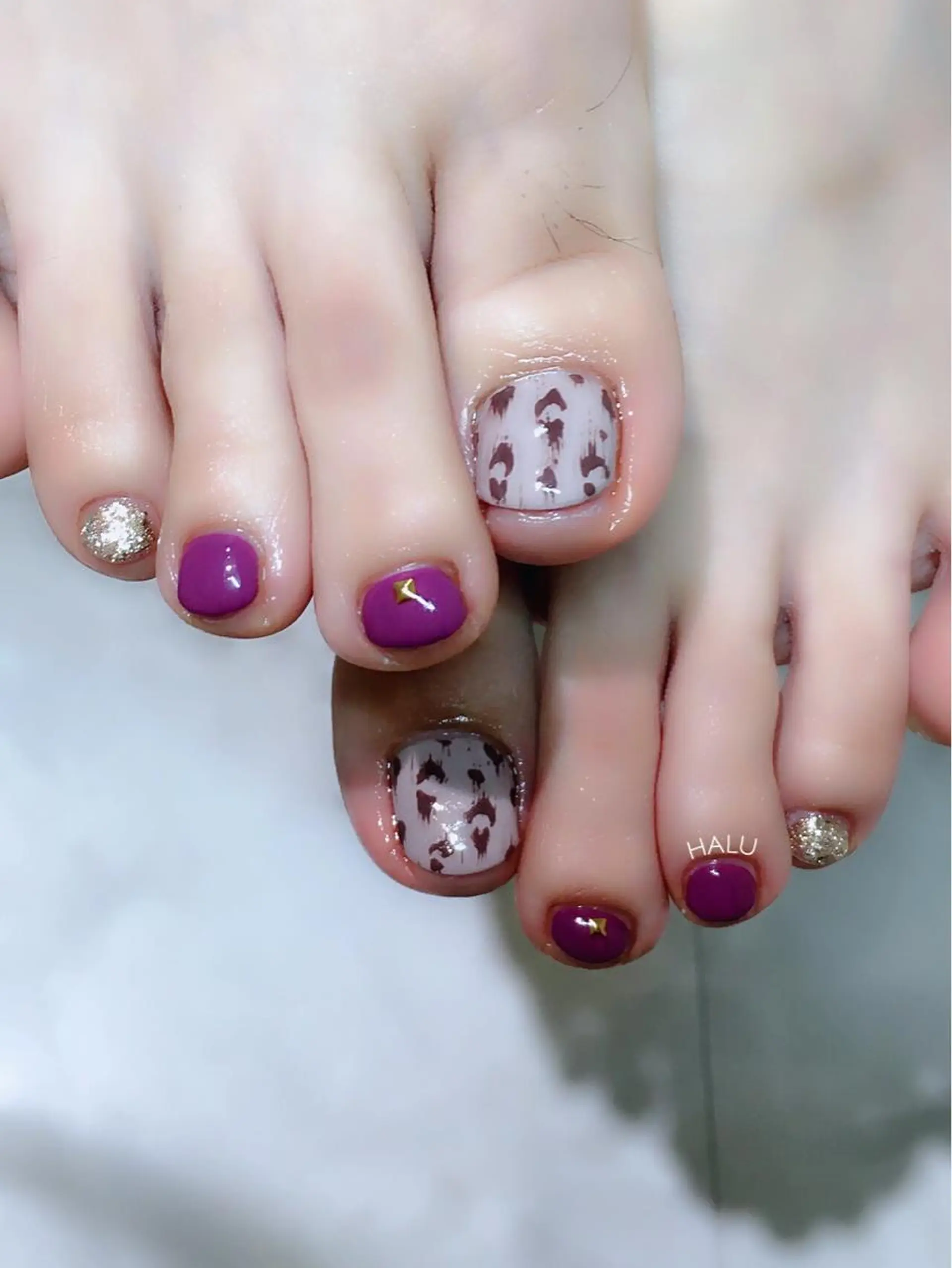 ネイル アニマル柄 パープル HALU ハルのネイルデザイン