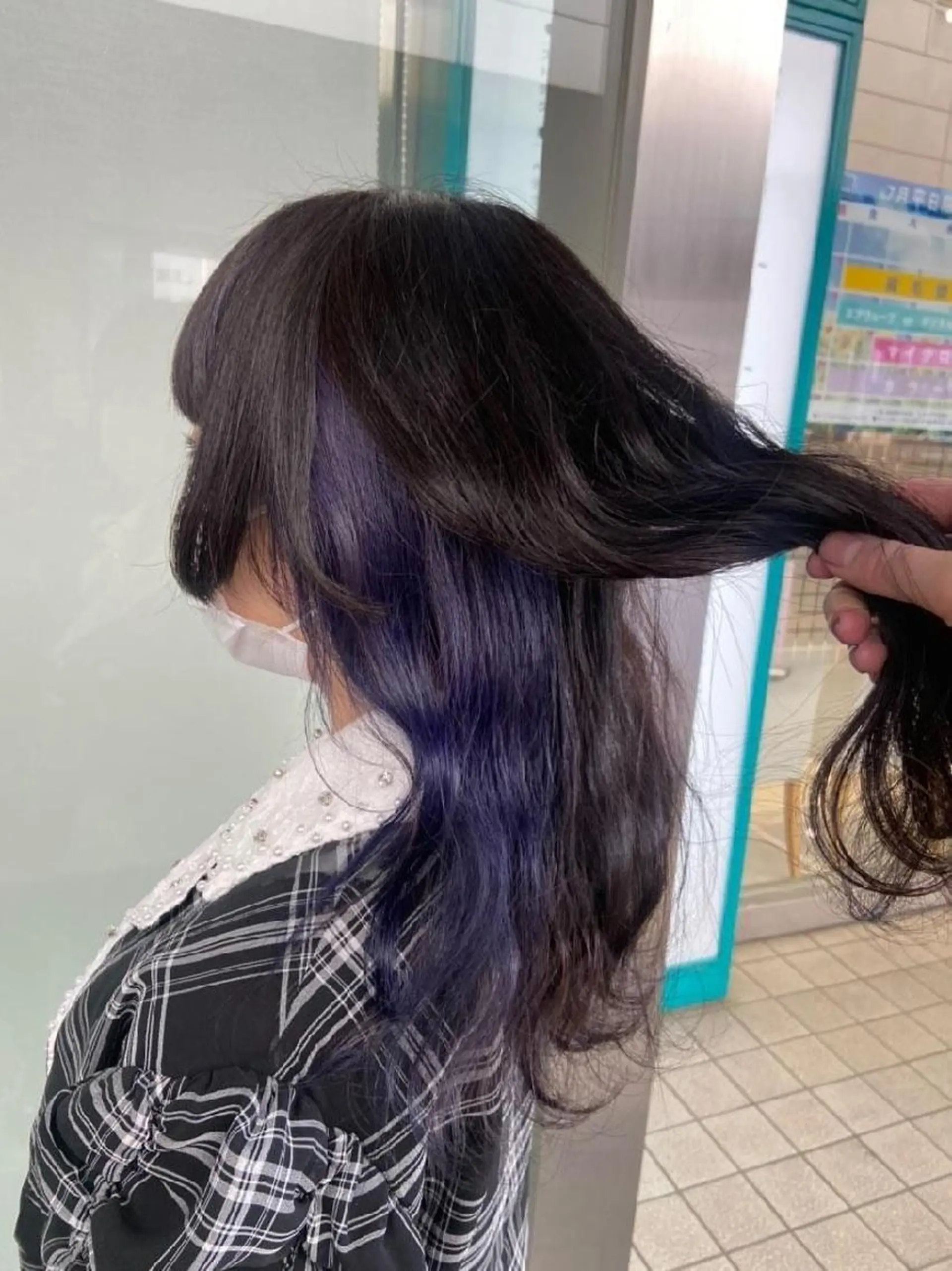 セミロング カラー ブリーチ ブルーカラー ブルーラベンダー ケアブリーチ インナーカラー あらげ 🌈推しカラー🌈ᵕのヘアスタイル