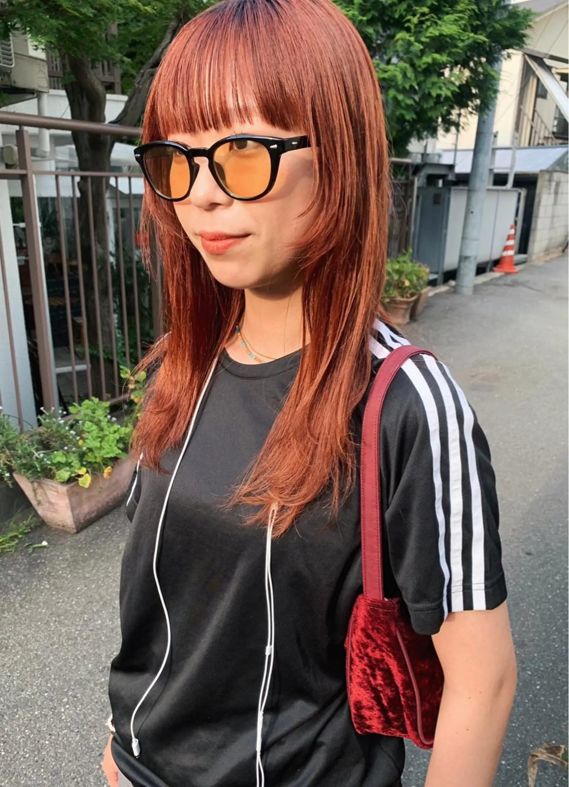 ミディアム カラー ブラウンカラー オレンジ オレンジブラウン レイヤーカット ボブ/顔まわりカット 💫大澤奈緒美のヘアスタイル