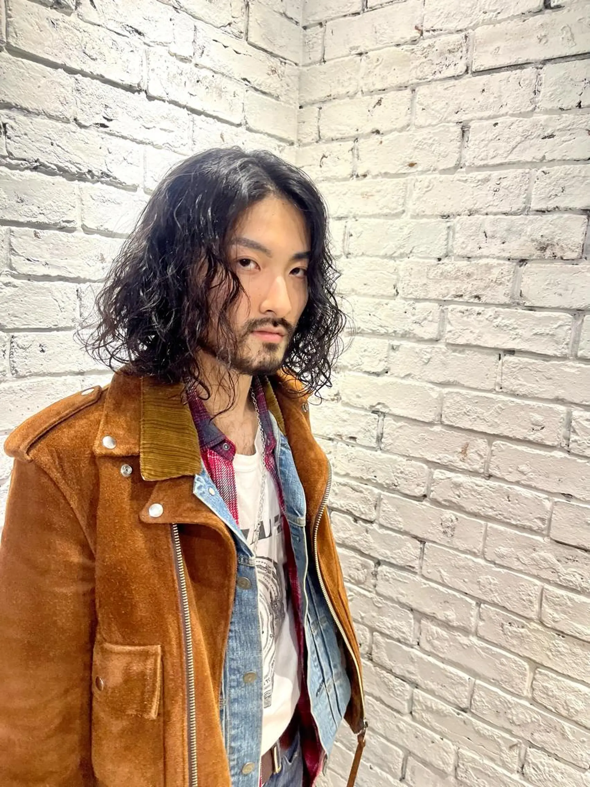 セミロング パーマ メンズ メンズパーマ セミロングパーマ 杉本 直樹のヘアスタイル