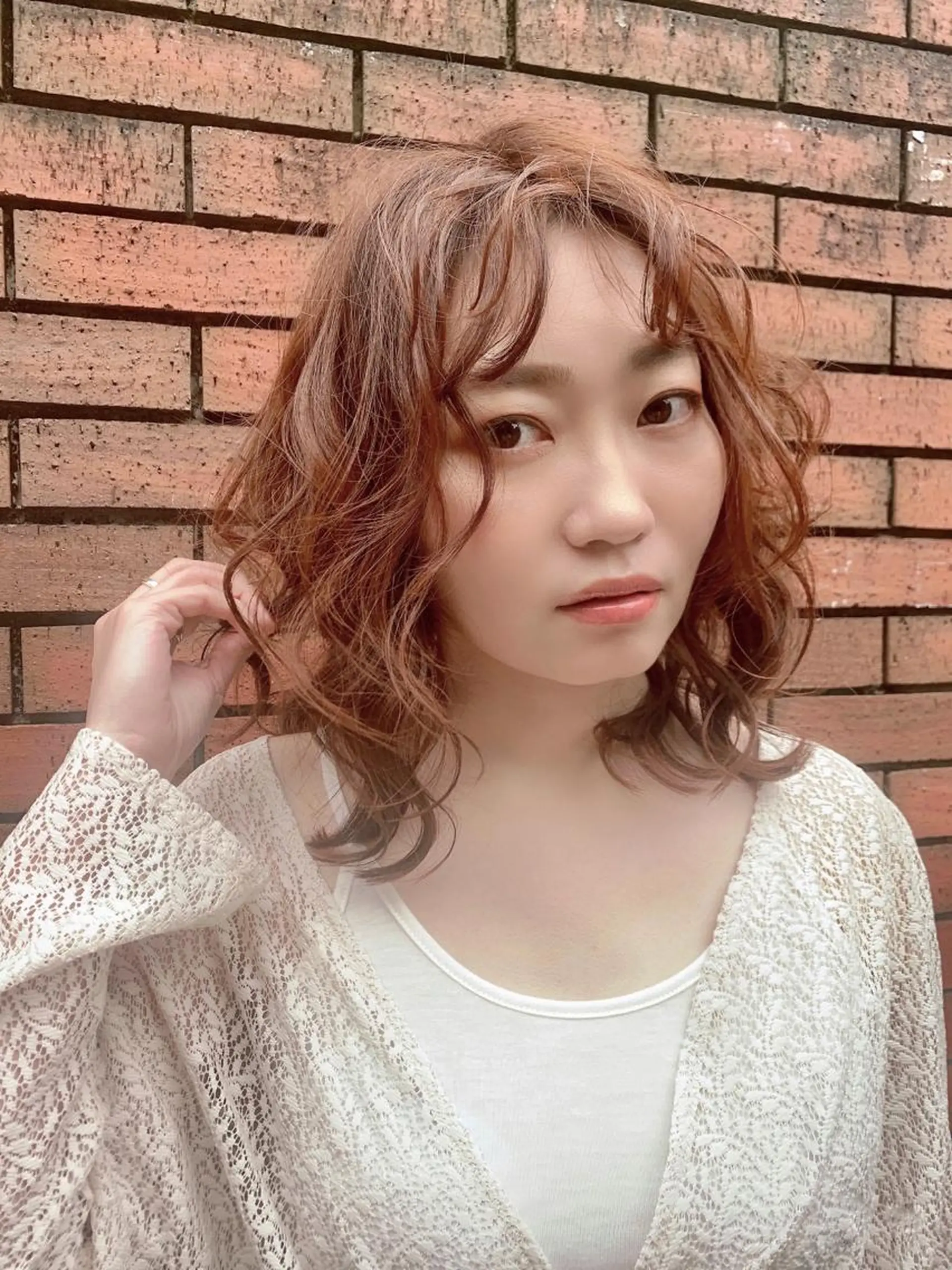 ミディアム カラー パーマ 加茂 しのぶのヘアスタイル