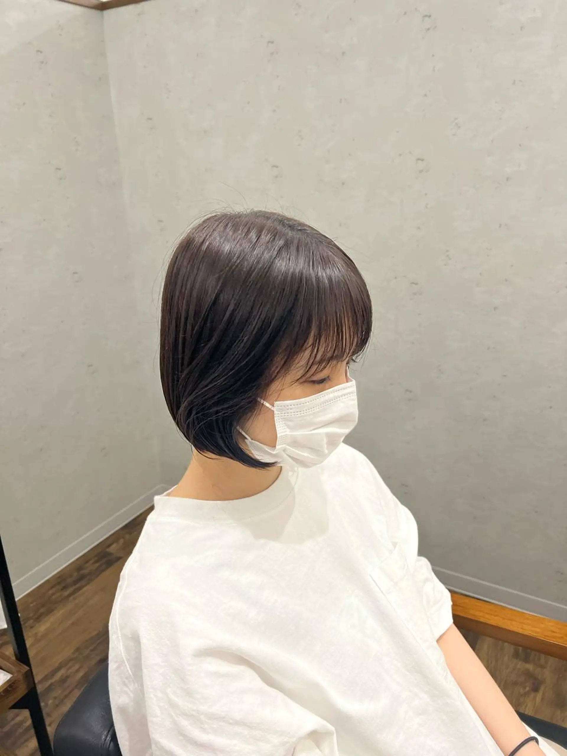 ミディアム ショートボブ ボブ 顔まわりレイヤー 顔周りカット レイヤーカット ナチュラルカラー 錦糸町【三橋衿奈】のヘアスタイル