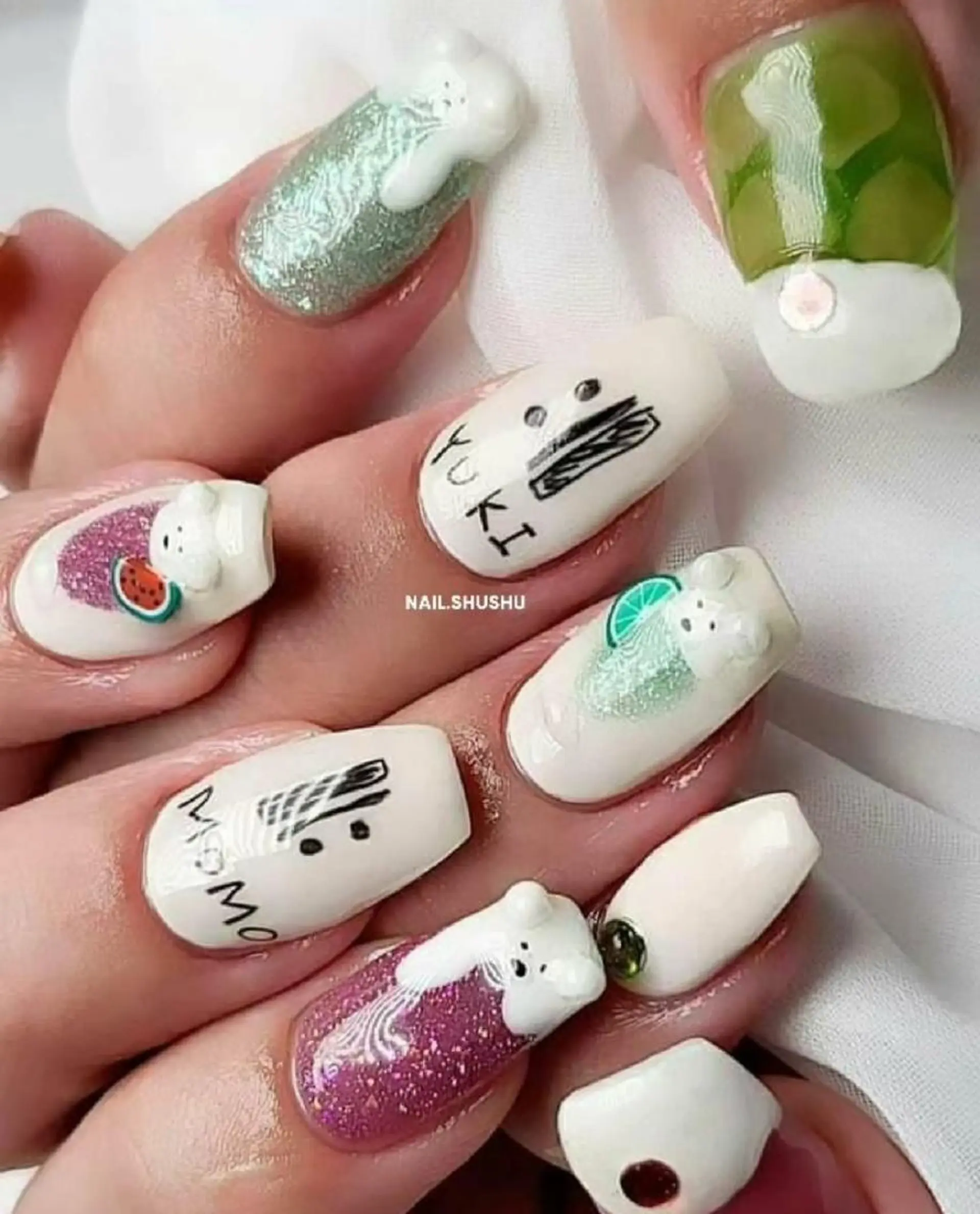 ネイル 持ち込み ニュアンスネイル ワンカラーネイル シンプルネイル 夏ネイル 3dパーツ/流行り 👧shushu❤️のネイルデザイン