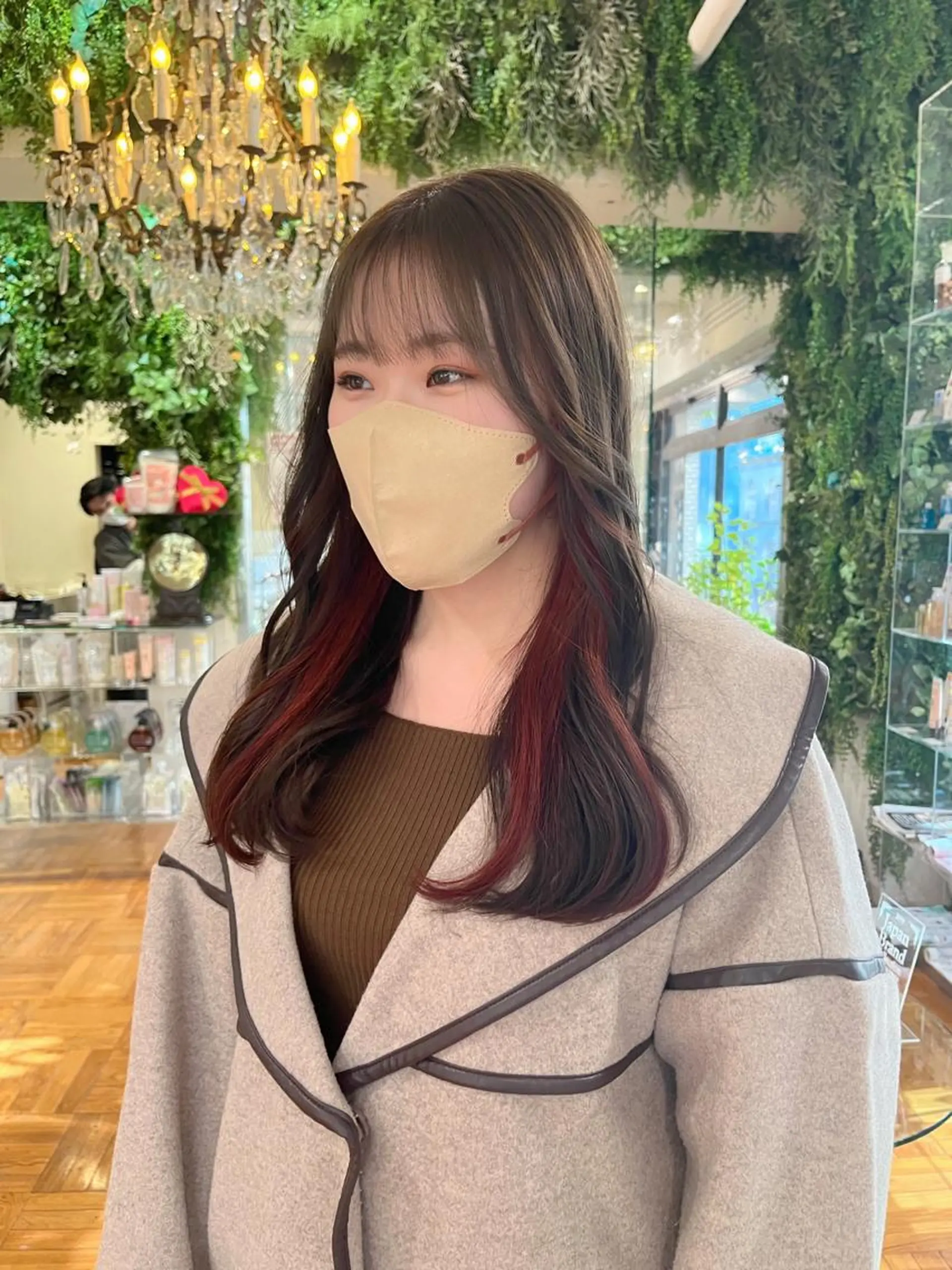 ロング カット ヘアカラー ボブ顔周り 韓国遠藤小雪のヘアスタイル