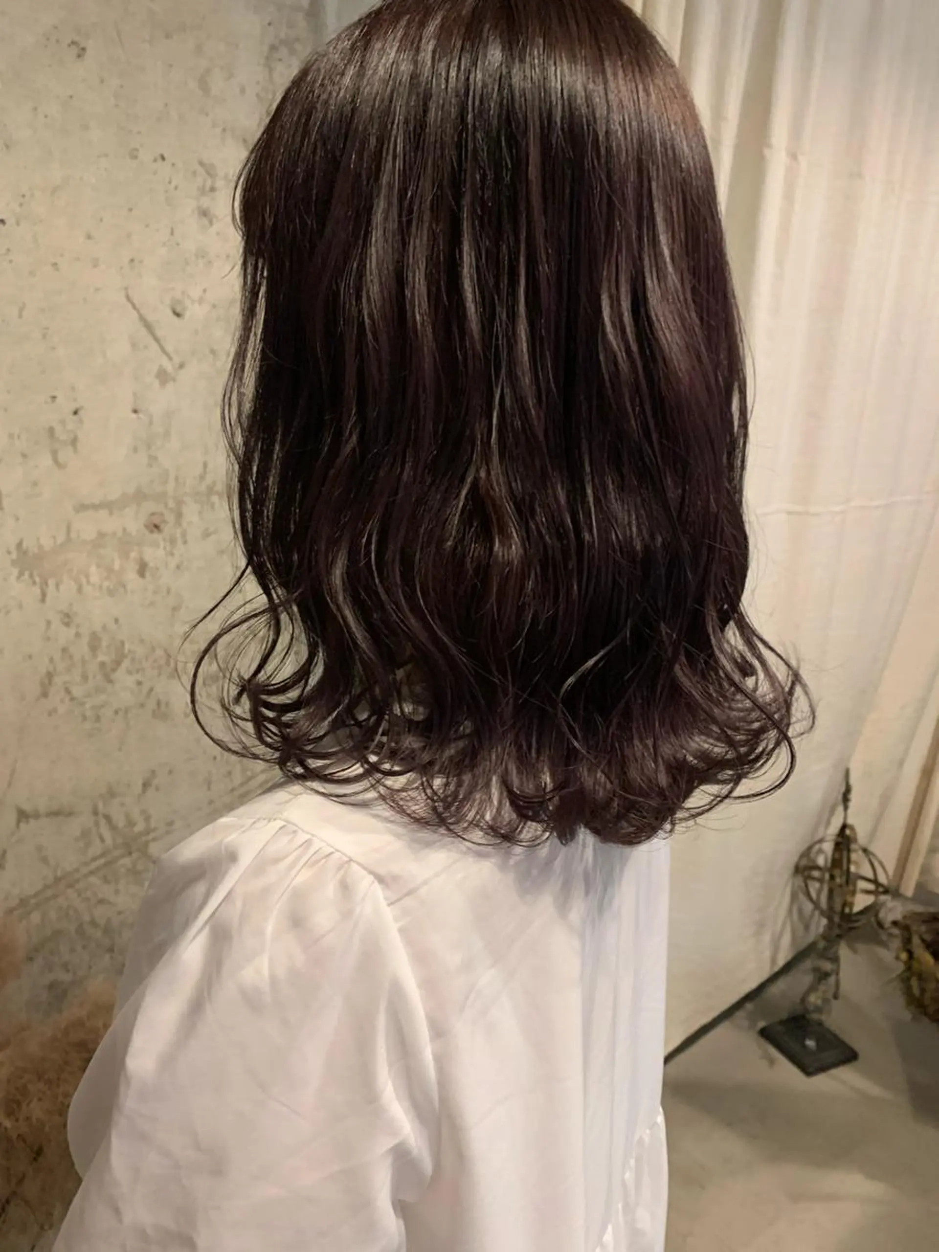 ミディアム パープルカラー パーマ 西山 紗耶香🪽 透明感カラー/ボブのヘアスタイル