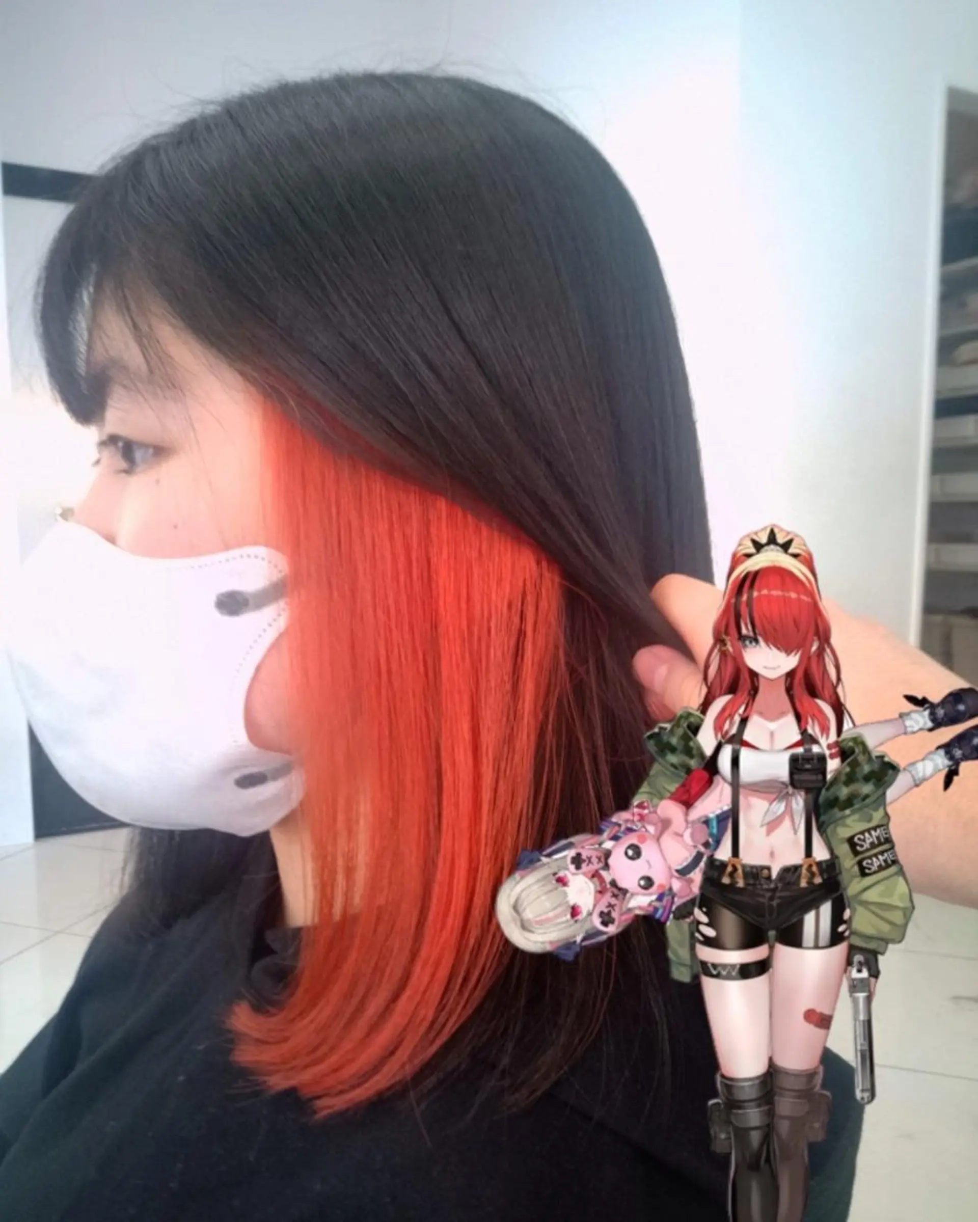 ミディアム カラー インナーカラー オレンジ あらげ 🌈推しカラー🌈ᵕのヘアスタイル