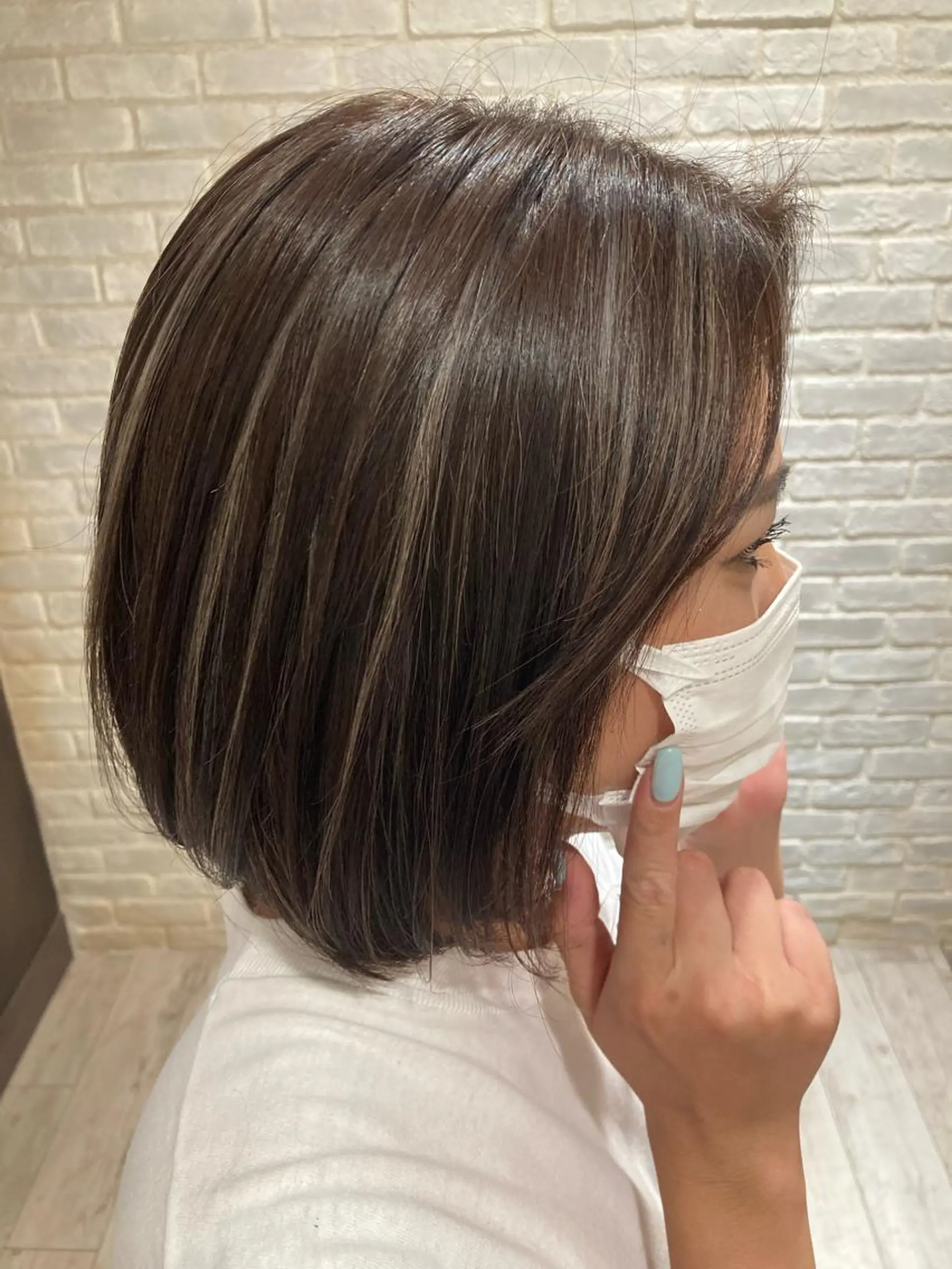 ショート ハイライト 曲がる縮毛矯正 LIBER 　岩名のヘアスタイル