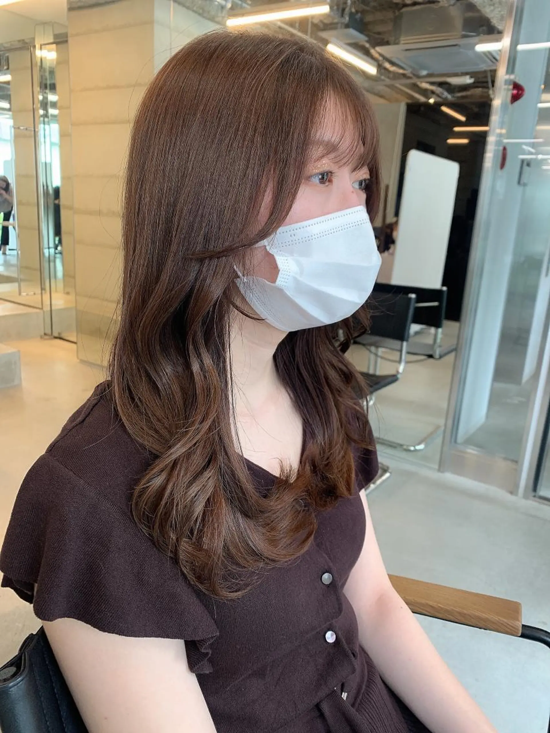 セミロング カラー 透明感/オリーブ/ グレージュ/YUKAのヘアスタイル