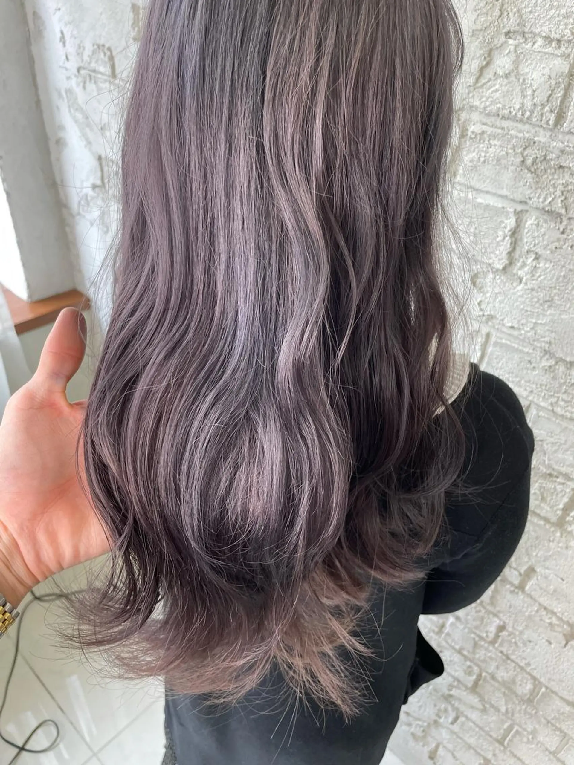 ロング カラー ヘアアレンジ ケアカラー ダブルカラー ラベンダーカラー シルバー ブリーチ特化 ハイトーンRYOYAのヘアスタイル