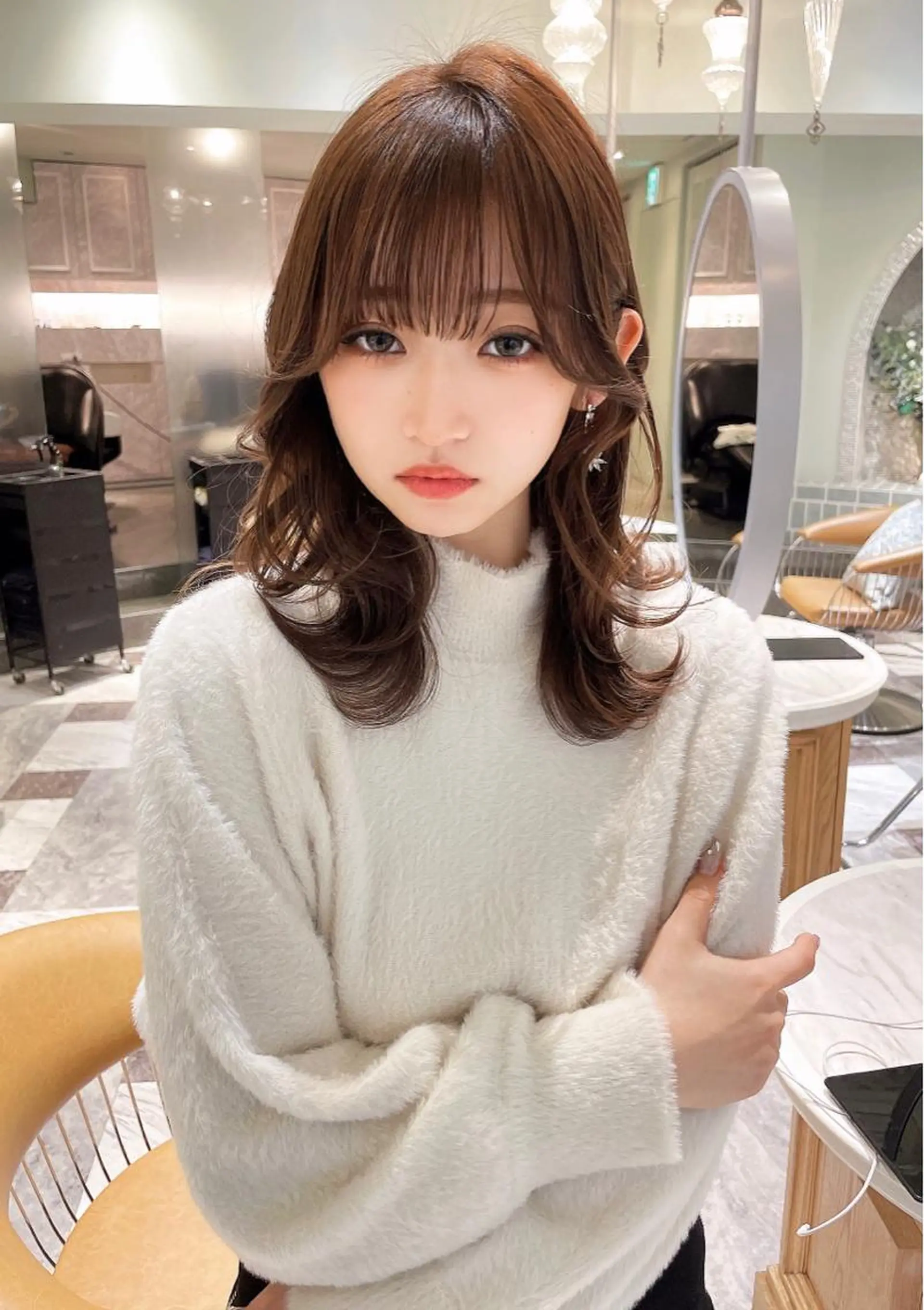 セミロング カラー ベージュカラー 黒髪 ブリーチ ブルーカラー ブルーブラック カット ヘアカラー トリートメント 木屋元一/透明感 /前髪/ショートボブのヘアスタイル