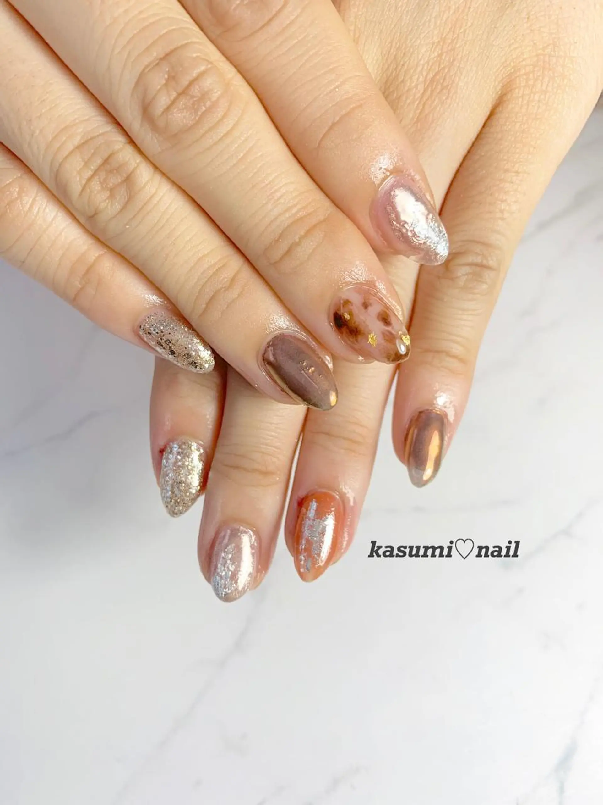 ネイル アートネイル フットネイル ジェルネイル ラメ(グリッター) ミラーネイル KASUMI♡ Nailのネイルデザイン
