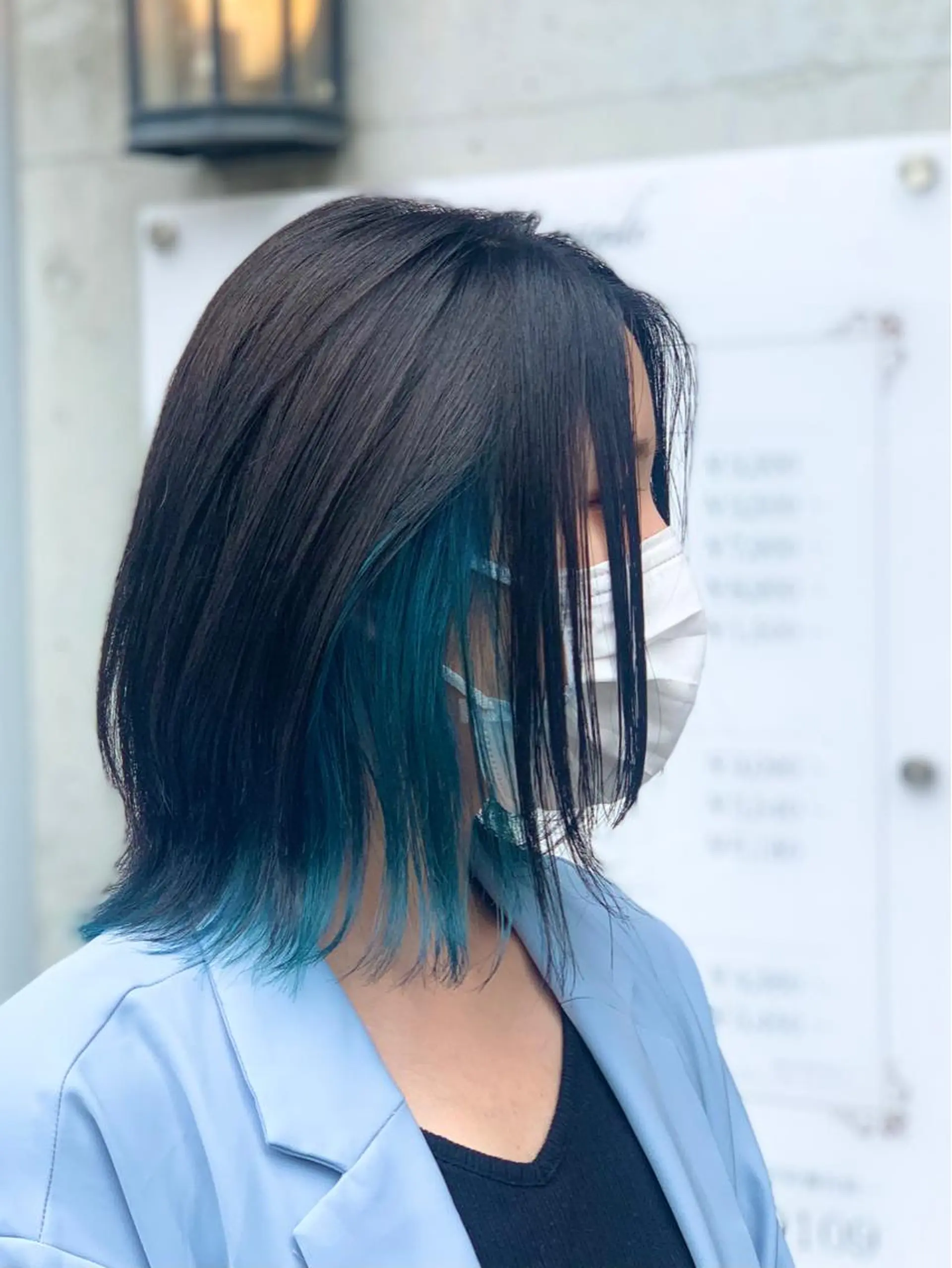 ミディアム カラー ボブレイヤー ブルーカラー ボブ レイヤーカット ヘアカラー トリートメント クバガワ シュンのヘアスタイル