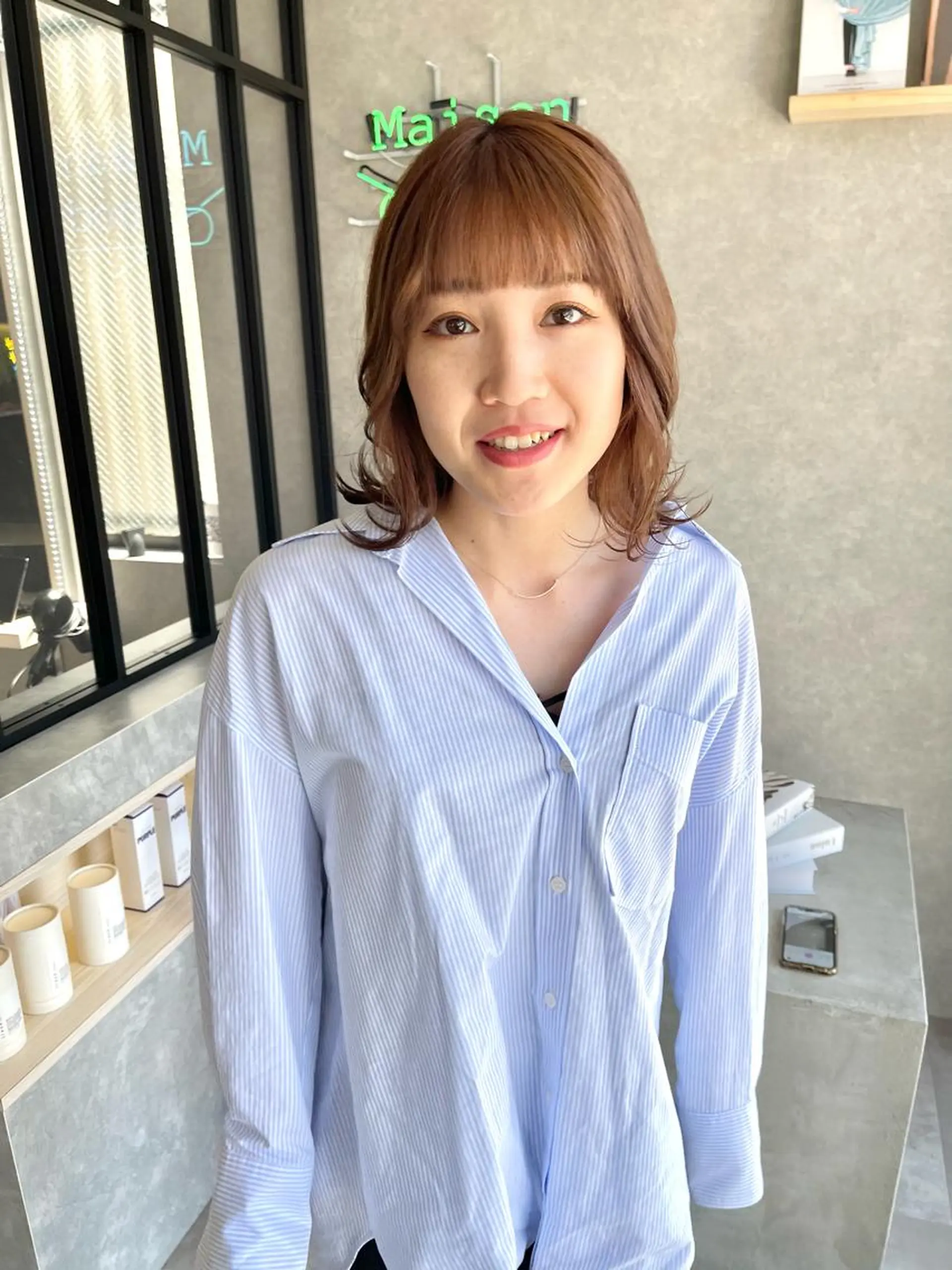 ミディアム カラー カット ヘアカラー トリートメント 一ノ瀬 暁のヘアスタイル