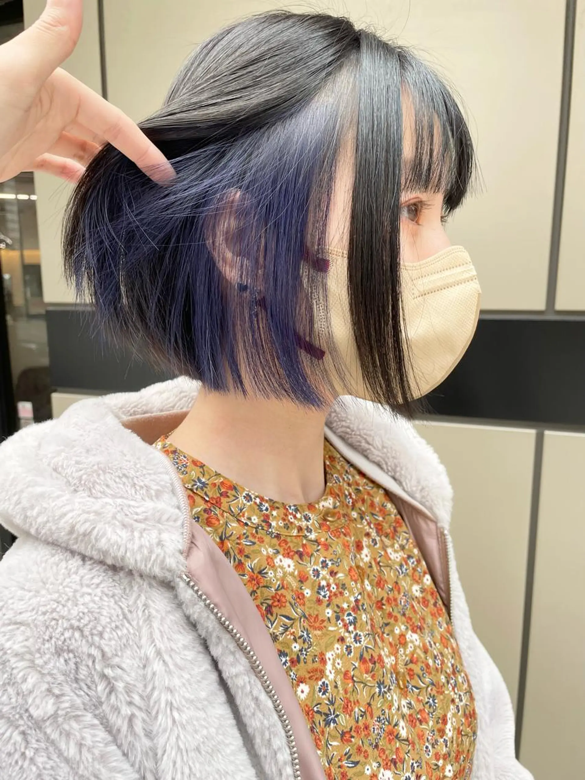 ショート カラー ブリーチ ネイビーカラー ヘアカラー レイヤー/大人メンズ パーマ🌀 平島拓也のヘアスタイル