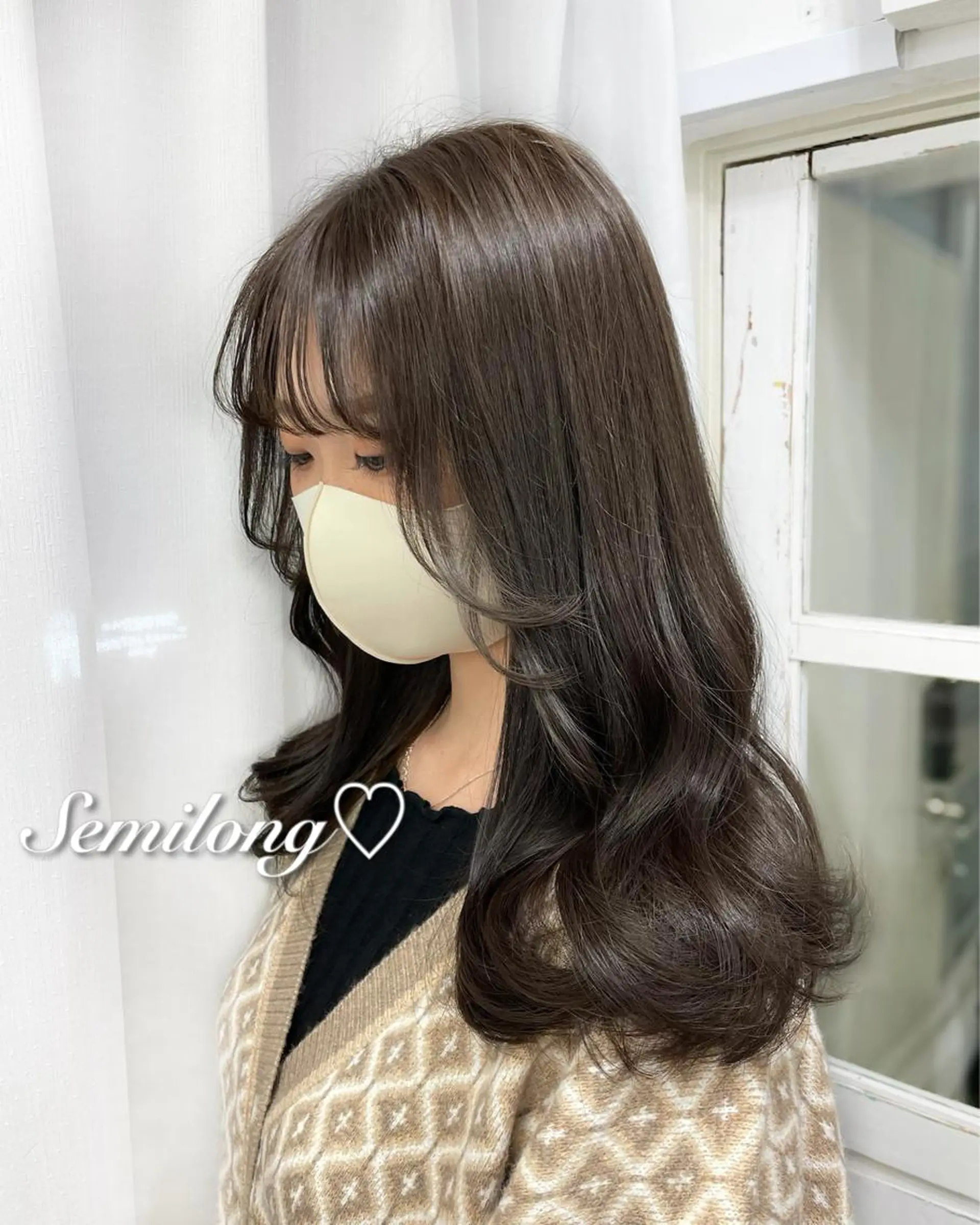 セミロング カラー 韓国風ヘア カット ヘアカラー トリートメント ヘアセット 韓国ヘア🤍髪質改善 🇰🇷AKANEのヘアスタイル