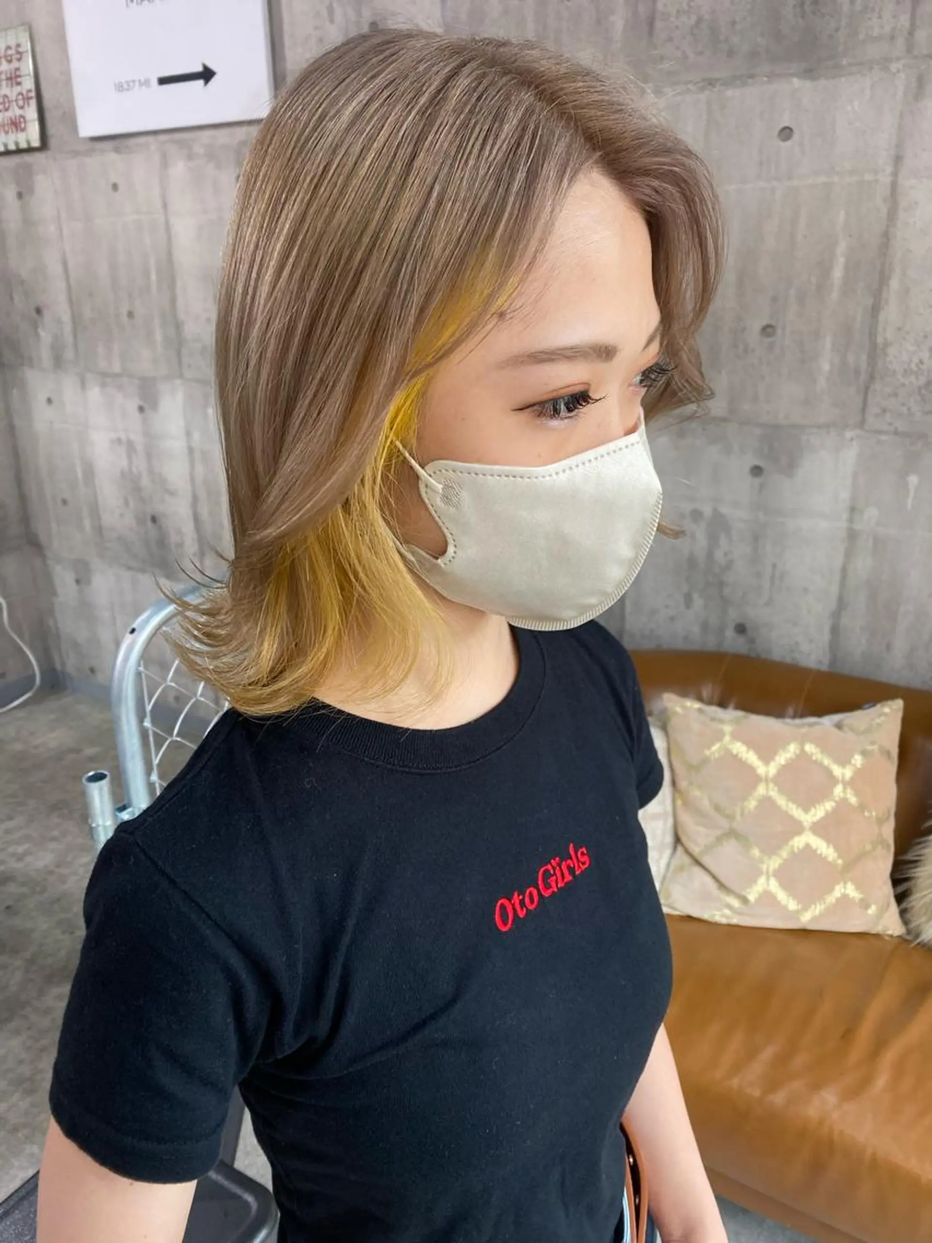 セミロング カラー イエローカラー ヘアカラー SHURI❤️‍🔥 中/韓mix ♡のヘアスタイル