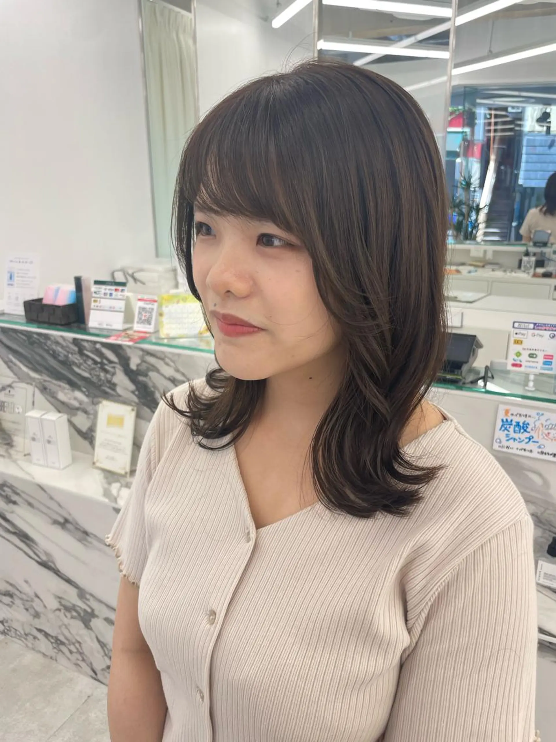 セミロング カラー ヘアアレンジ カット ヘアカラー トリートメント 【Sweep】おじま のぞみのヘアスタイル