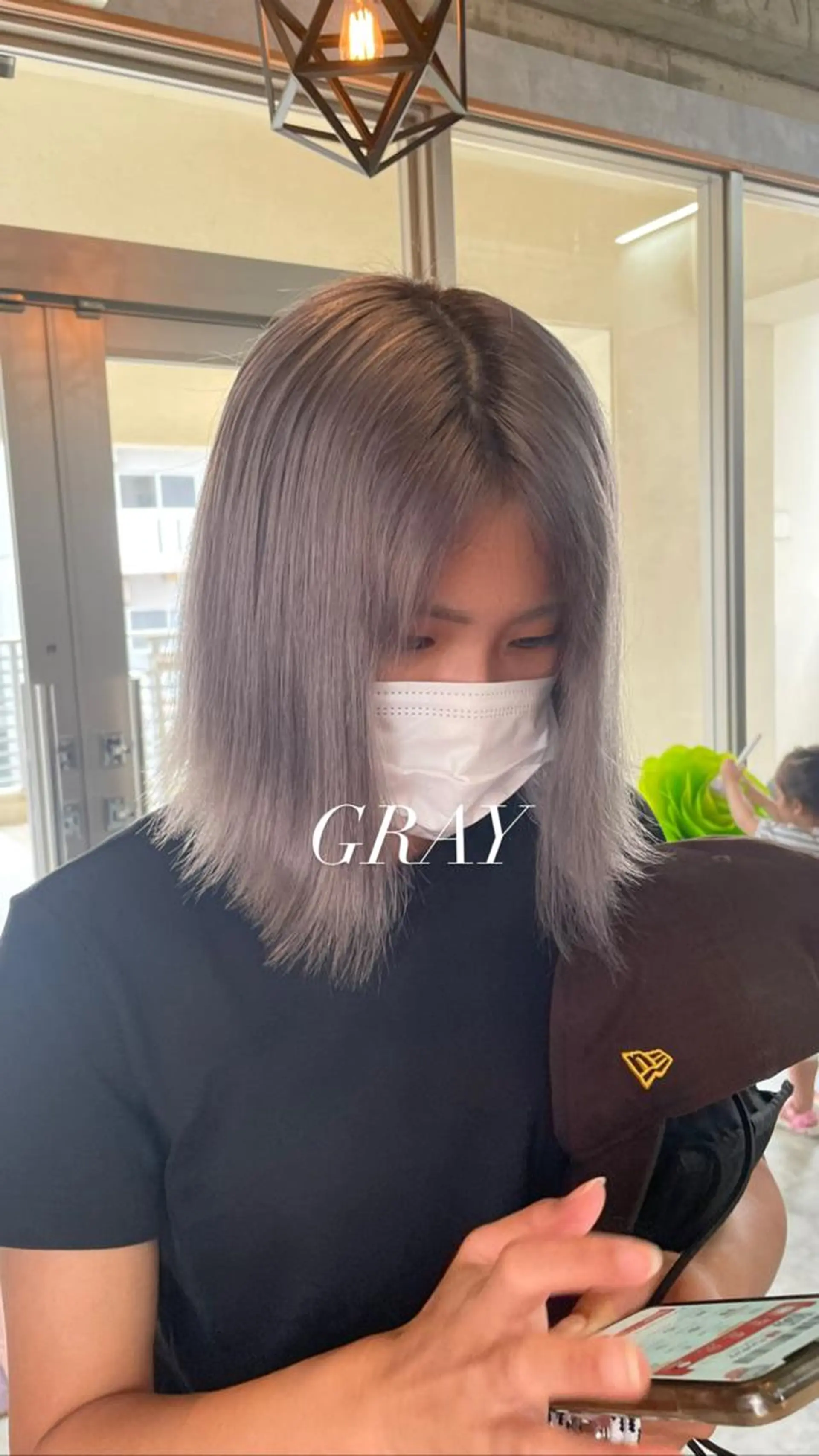 ショート アッシュ 韓国風カラー ボブ ハイライト 韓国風ヘア andKおもろまち店 艶ダブルカラー✨のヘアスタイル
