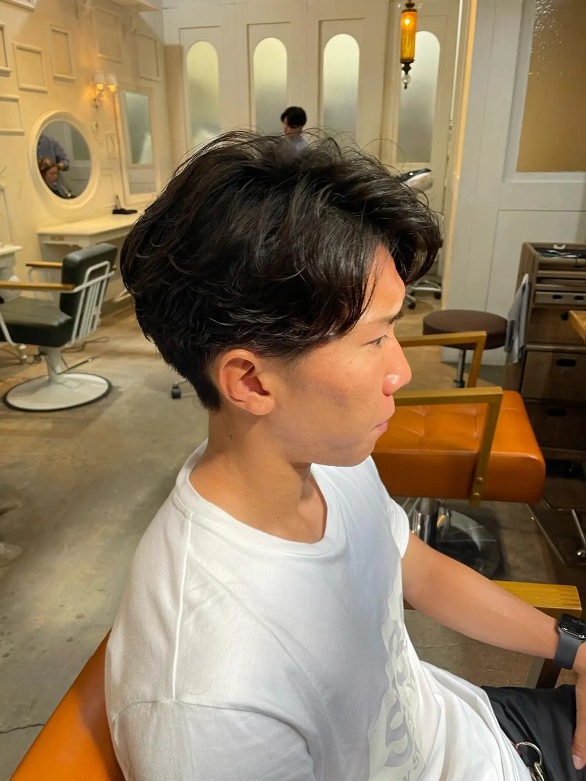 パーマ メンズ カット パーマ ミルクティー× グレージュMOMOのヘアスタイル