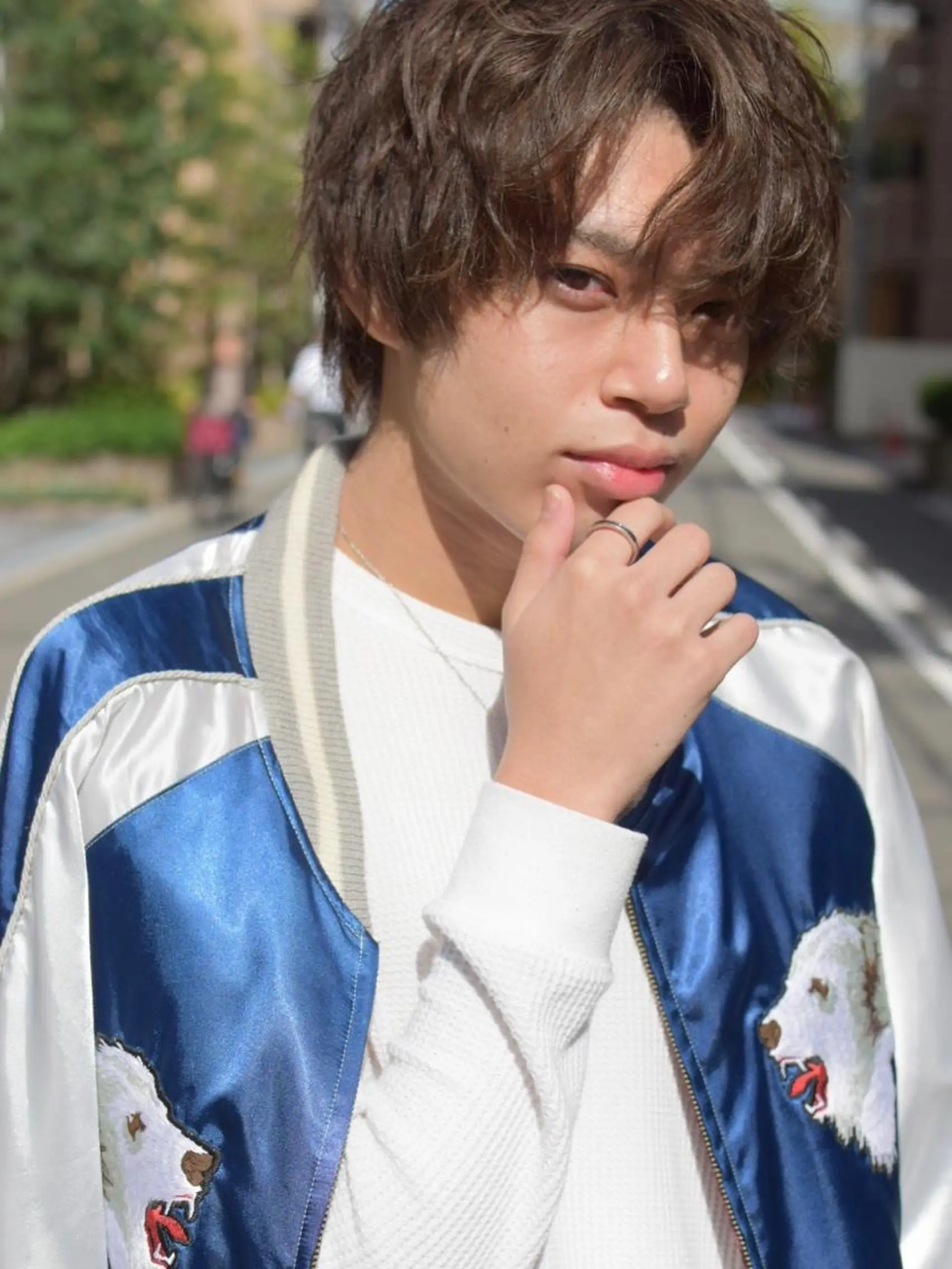 ミディアム メンズ アップバング カット ヘアカラー ヘアセット FERIA fam 小林勇太のヘアスタイル