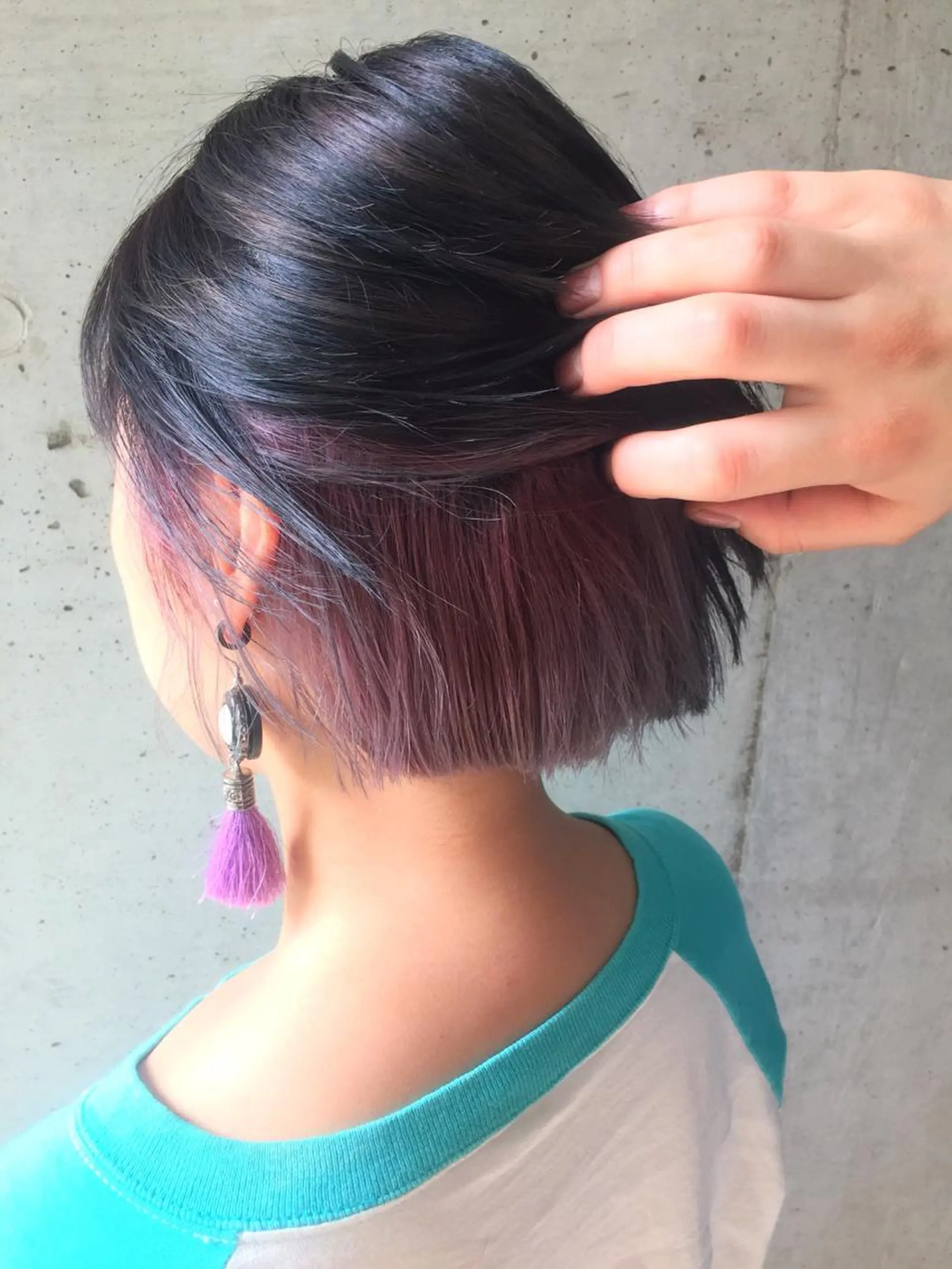 ショート カラー アッシュ ブルーカラー ブルーアッシュ パープルカラー 髪質改善/レイヤー ストウシンゴのヘアスタイル