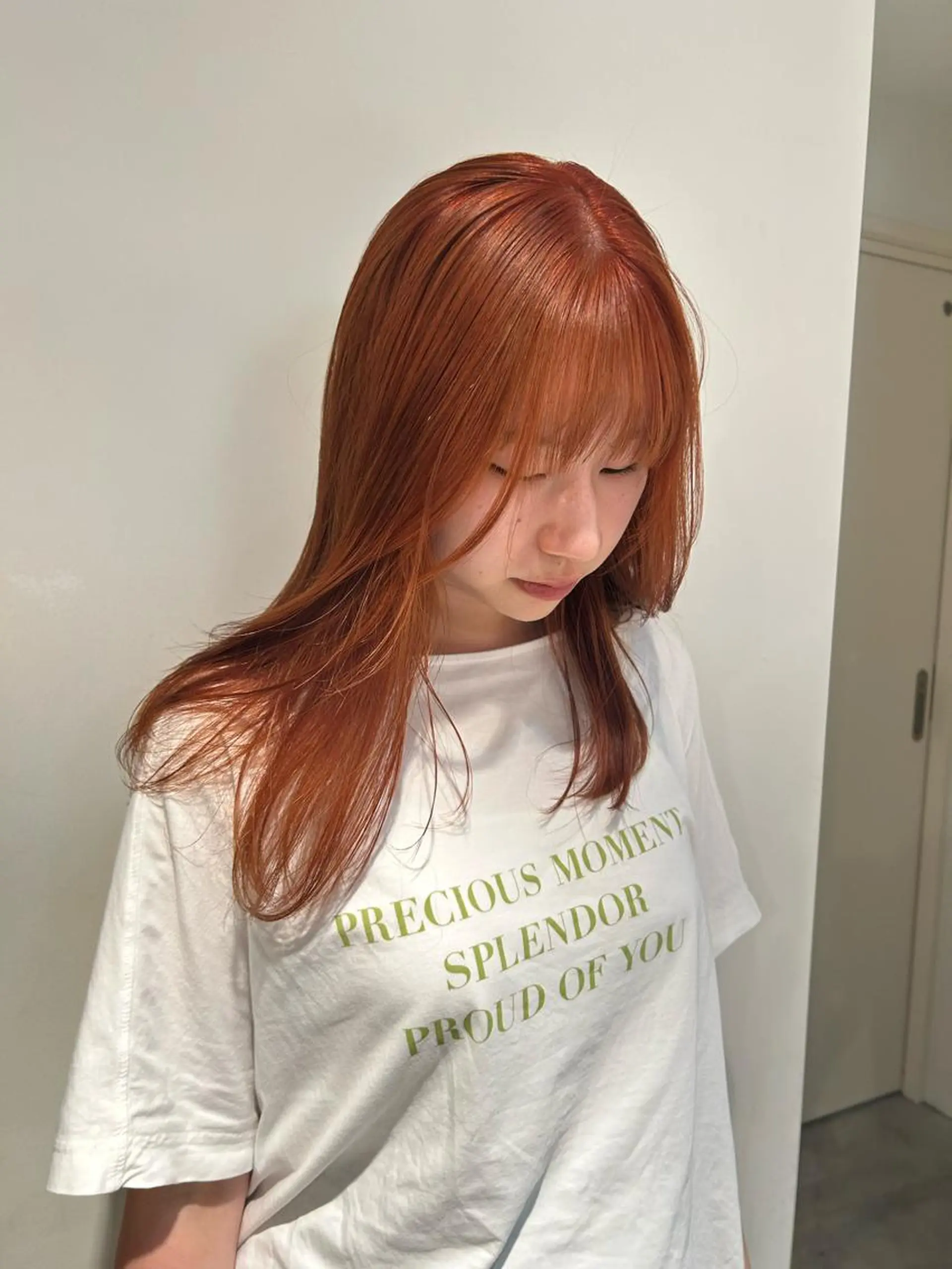 セミロング カラー パーマ レイヤー/透明感/ ブリーチなし/わかなのヘアスタイル