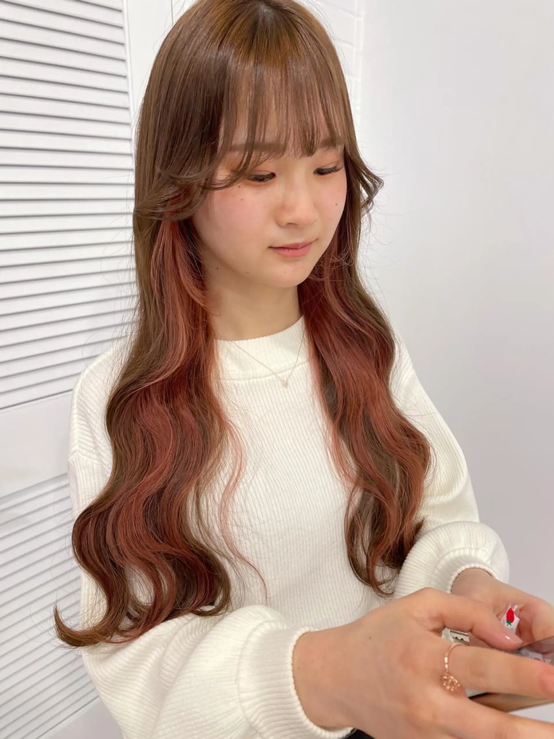 ロング カラー ヘアアレンジ ブラウンカラー インナーカラー オレンジ ピンクカラー ヘアカラー トリートメント ボブ×柔らかいカラー 🌷misaki𓍼のヘアスタイル