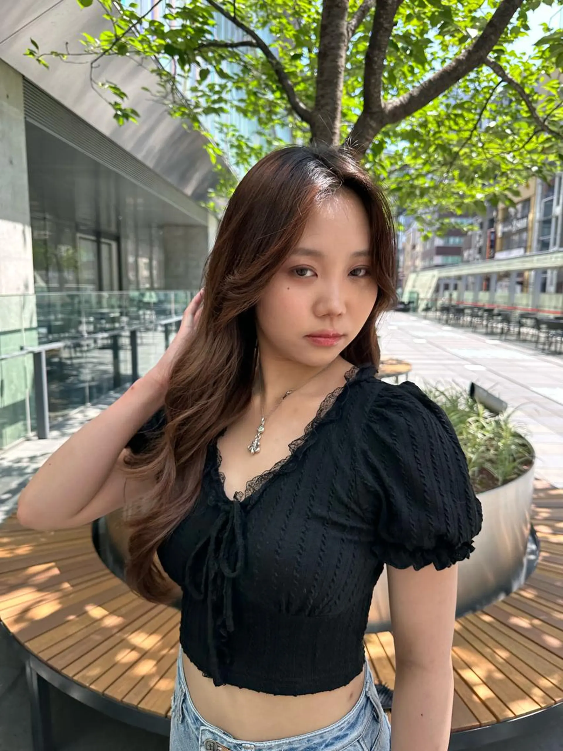 ロング ヘアアレンジ タイトボブ個性派カラ ーAKANEのヘアスタイル