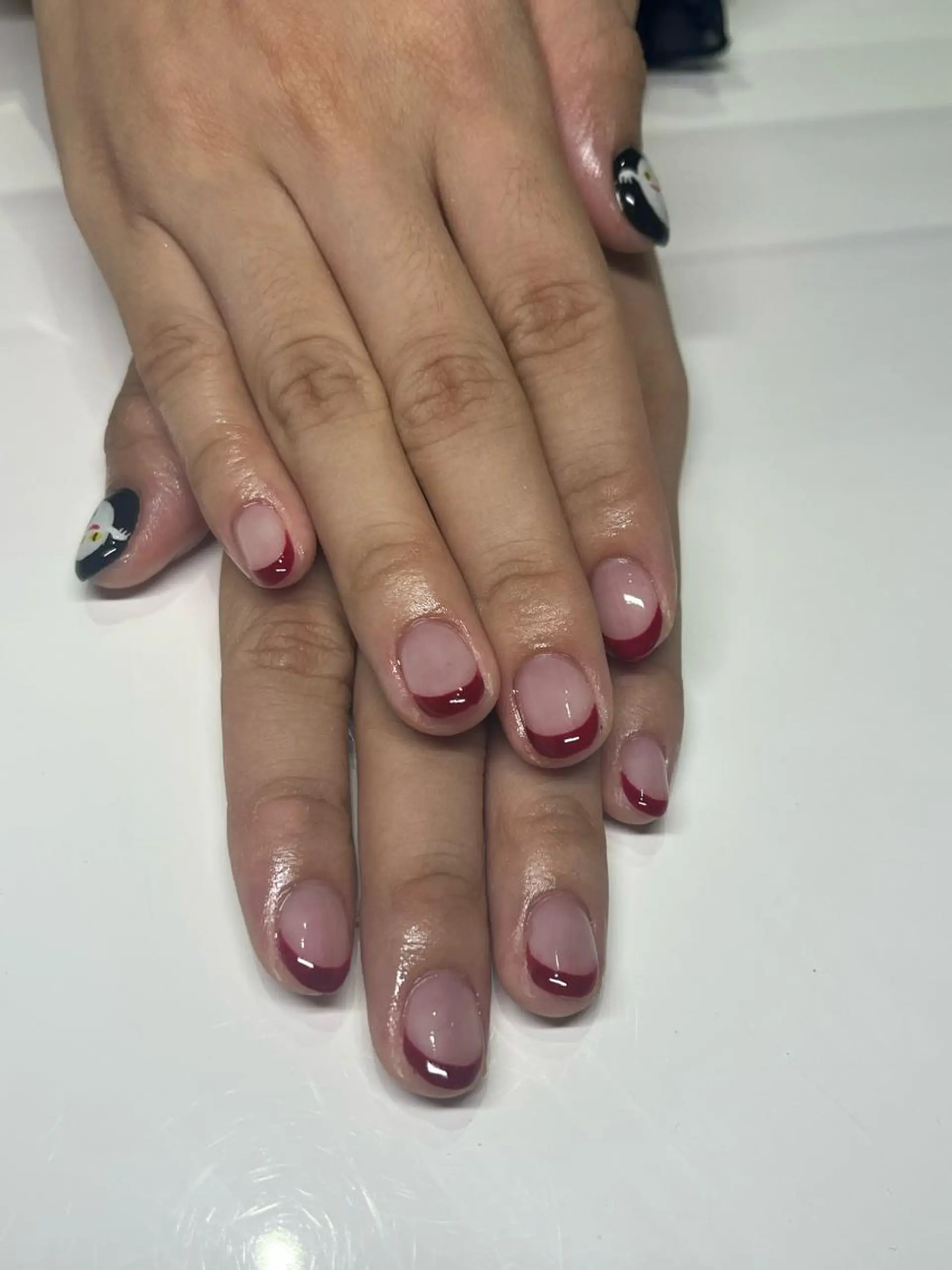 ネイル アートネイル フレンチネイル 赤色 Ribbon佐野店 小泉のネイルデザイン