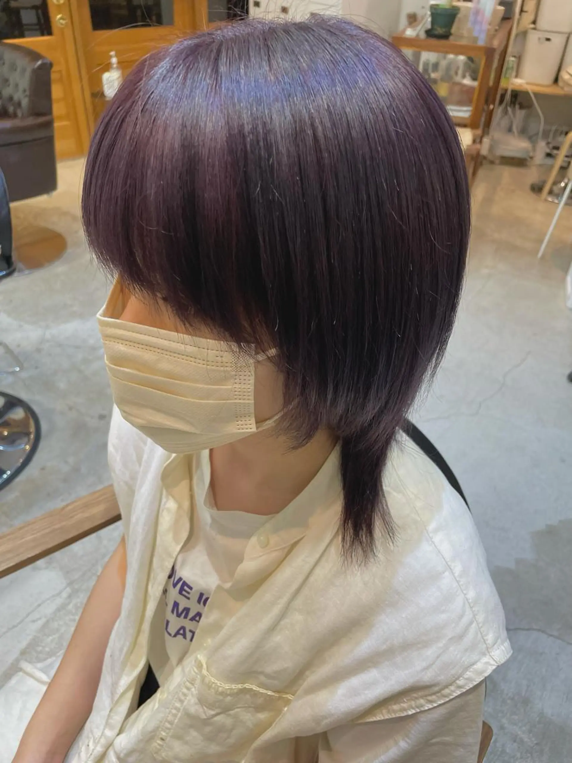 セミロング カラー パープルカラー ウルフカット ヘアカラー トリートメント REONA🪽✨薬院 レイヤーカット🫧のヘアスタイル