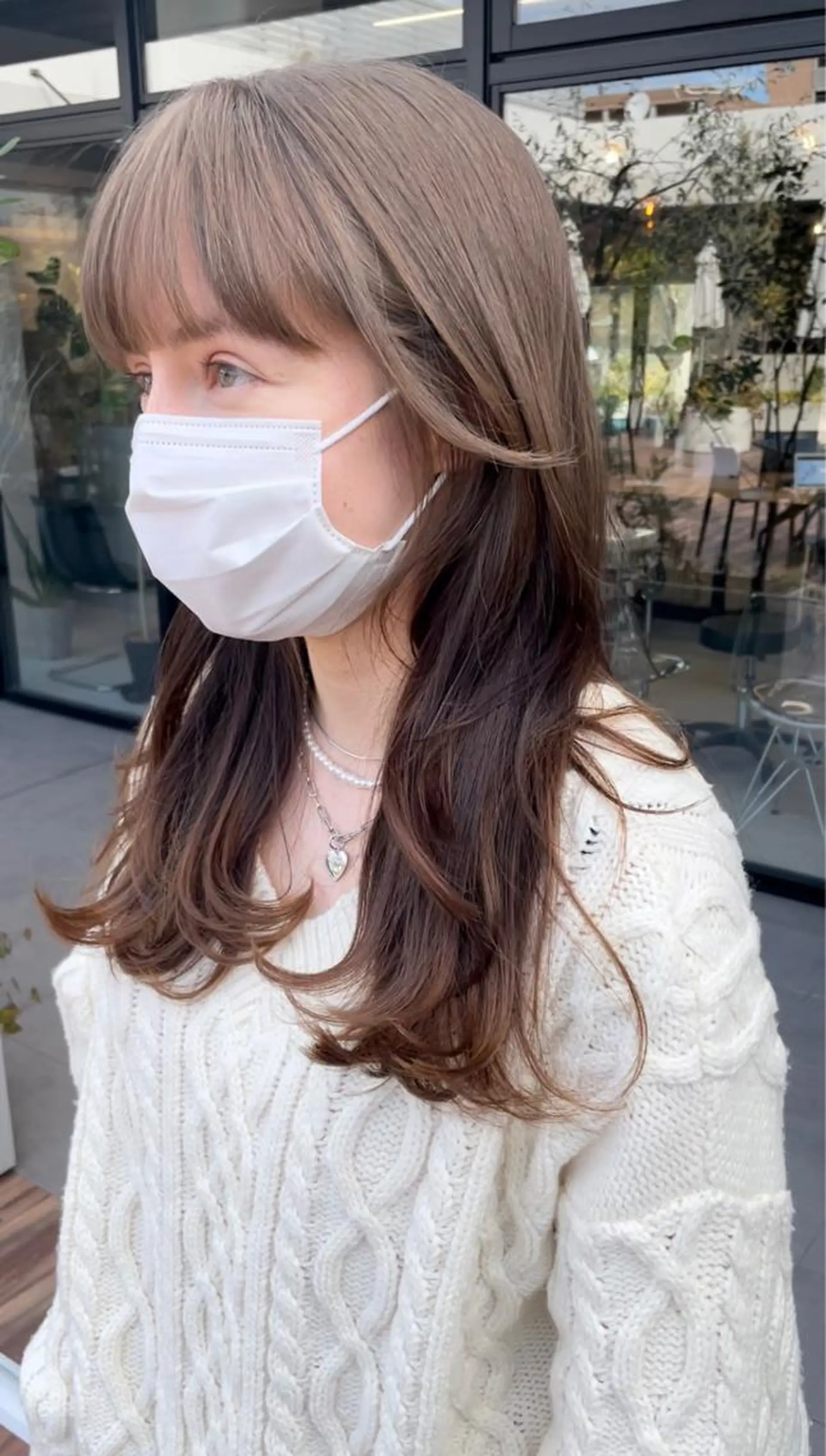 ロング カラー グレージュ レイヤーカット クドウレイ fifth渋谷のヘアスタイル