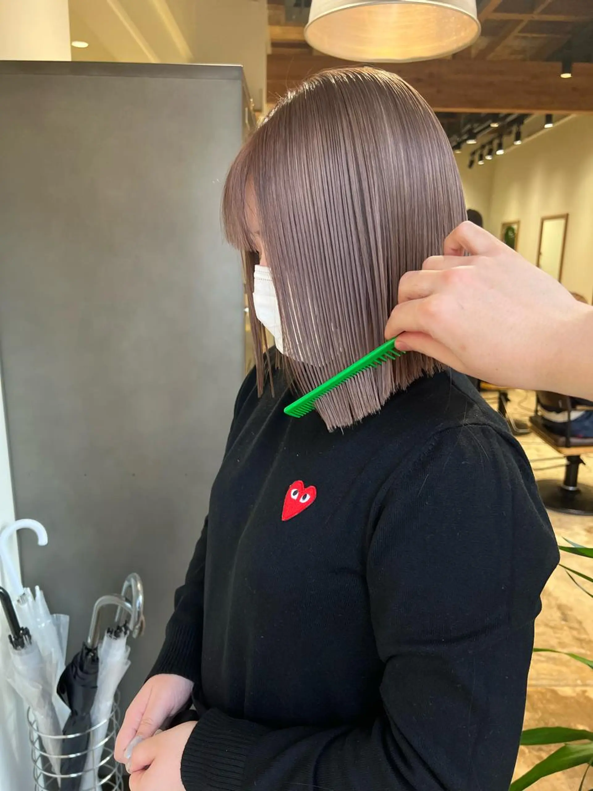 ミディアム カラー nishido ハイライト/パーマのヘアスタイル