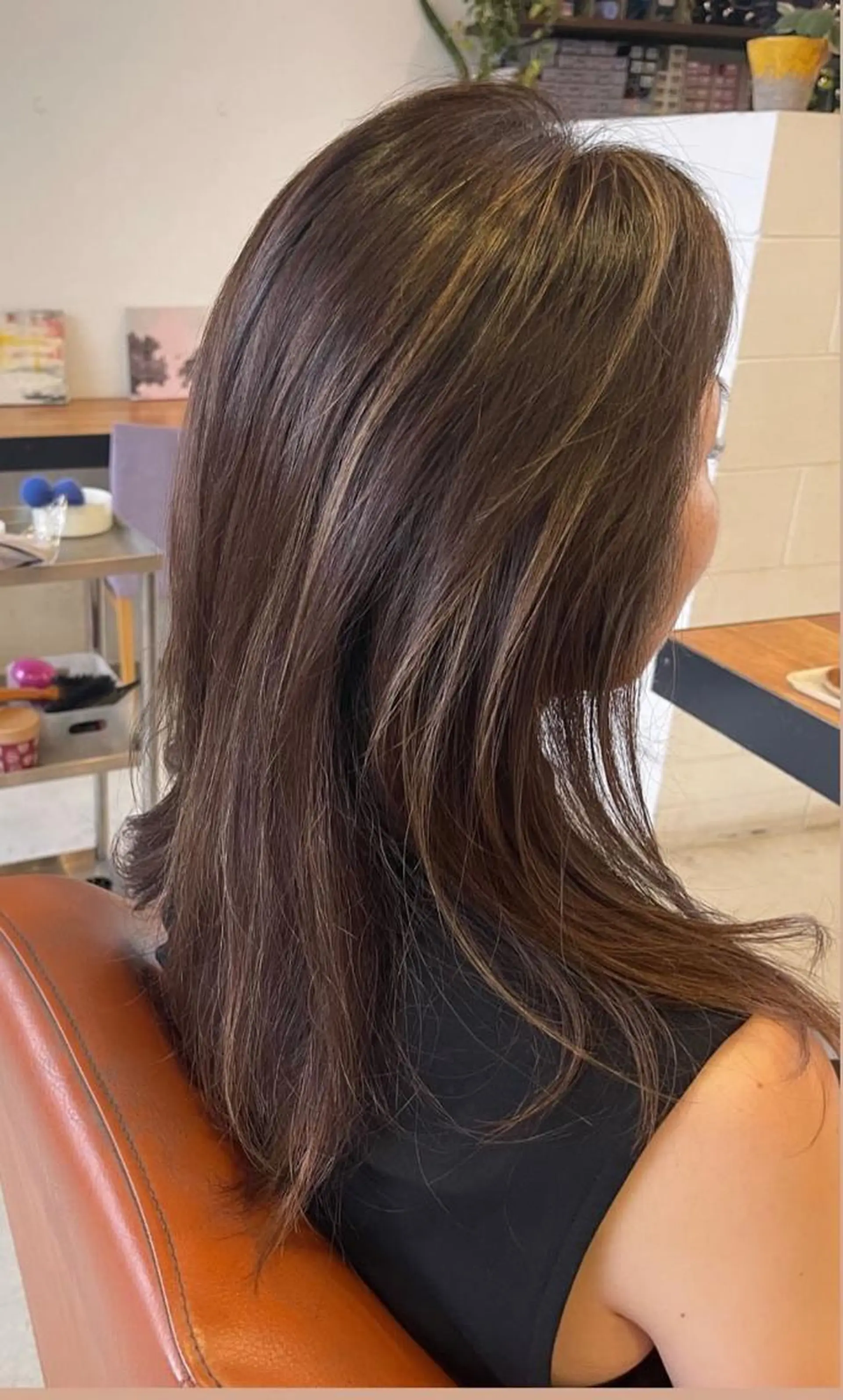 セミロング カラー ハイライトカラー ハイライト 三浦 仁美のヘアスタイル