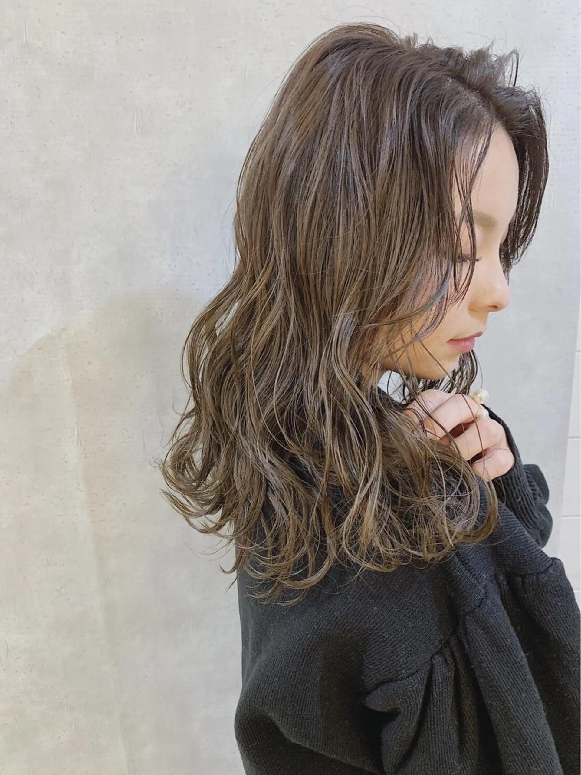 ミディアム パーマ ワンレンボブ ミディアムパーマ ボブ トリートメント _WHITE 難波本店のヘアスタイル