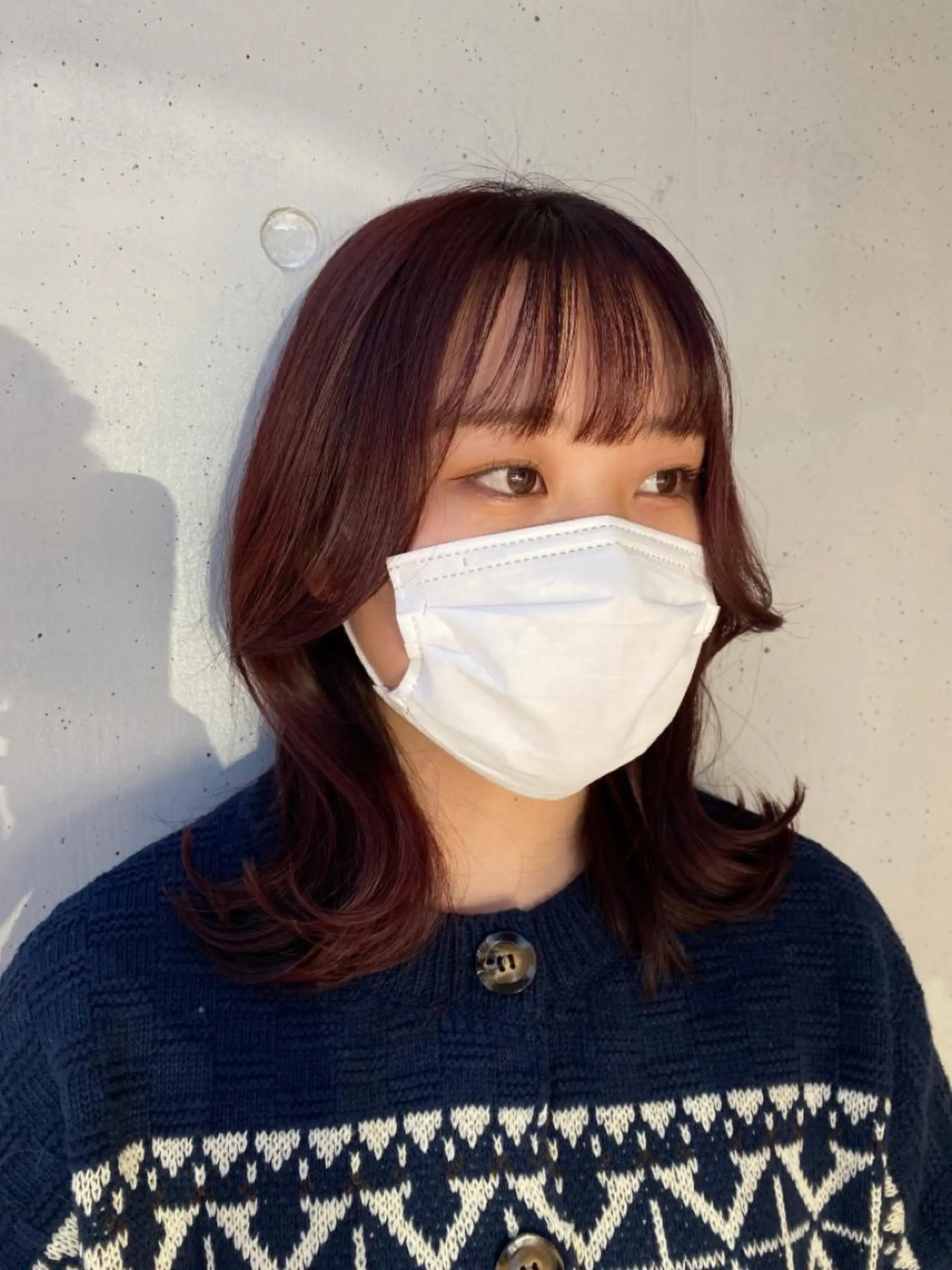 ミディアム カラー ボルドーカラー くびれヘア カット ヘアカラー トリートメント 和歌山韓国ヘア🌙 MOEのヘアスタイル