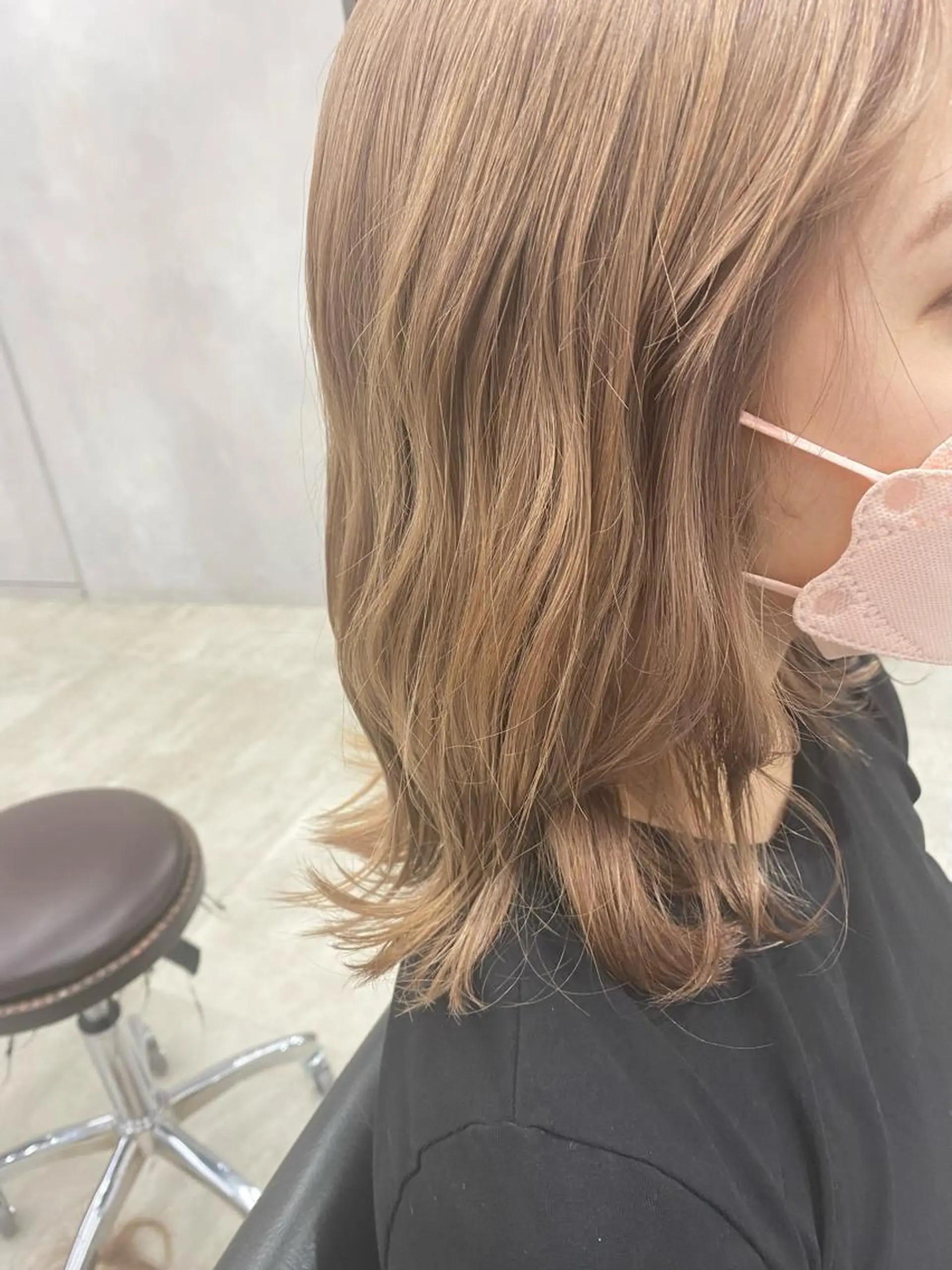 ミディアム カラー ベージュカラー ヘアカラー ピンク/ベージュ /似合わせ/田島百華のヘアスタイル