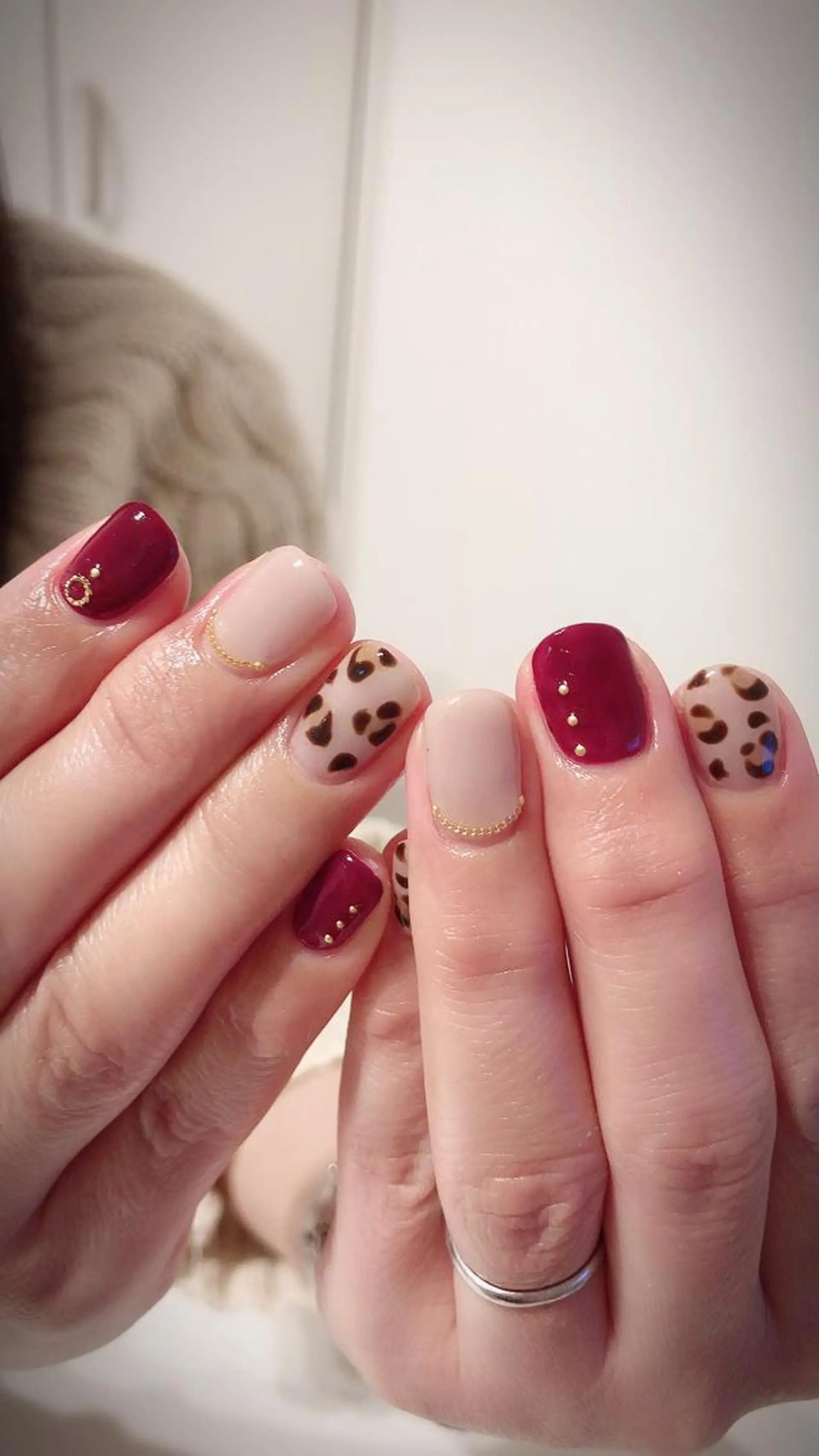 ネイル アニマル柄 ボルドー ハンドネイル * haruのネイルデザイン