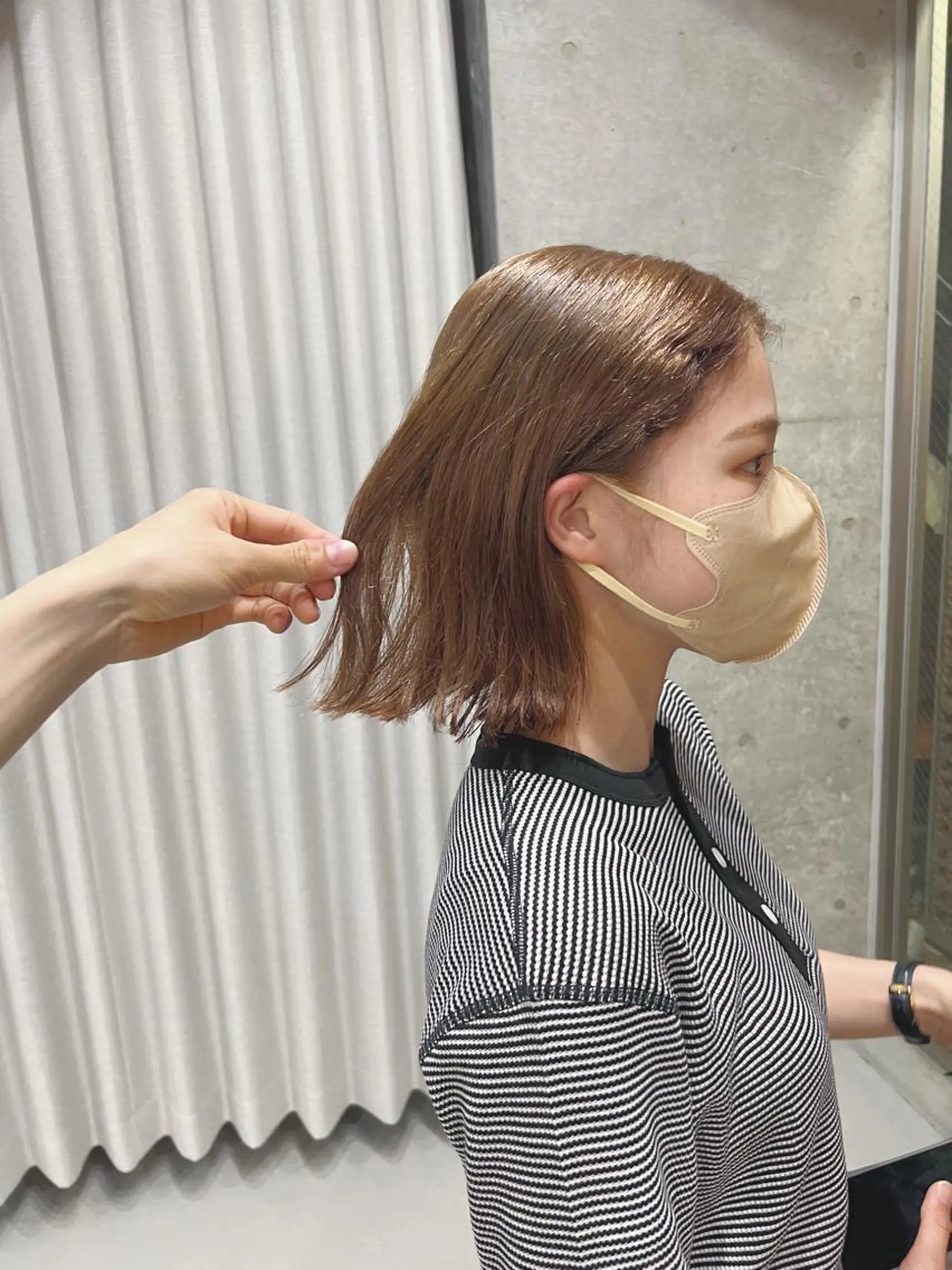 ミディアム カラー ボブパーマコテ巻き風 パーマNo1深江秀平のヘアスタイル