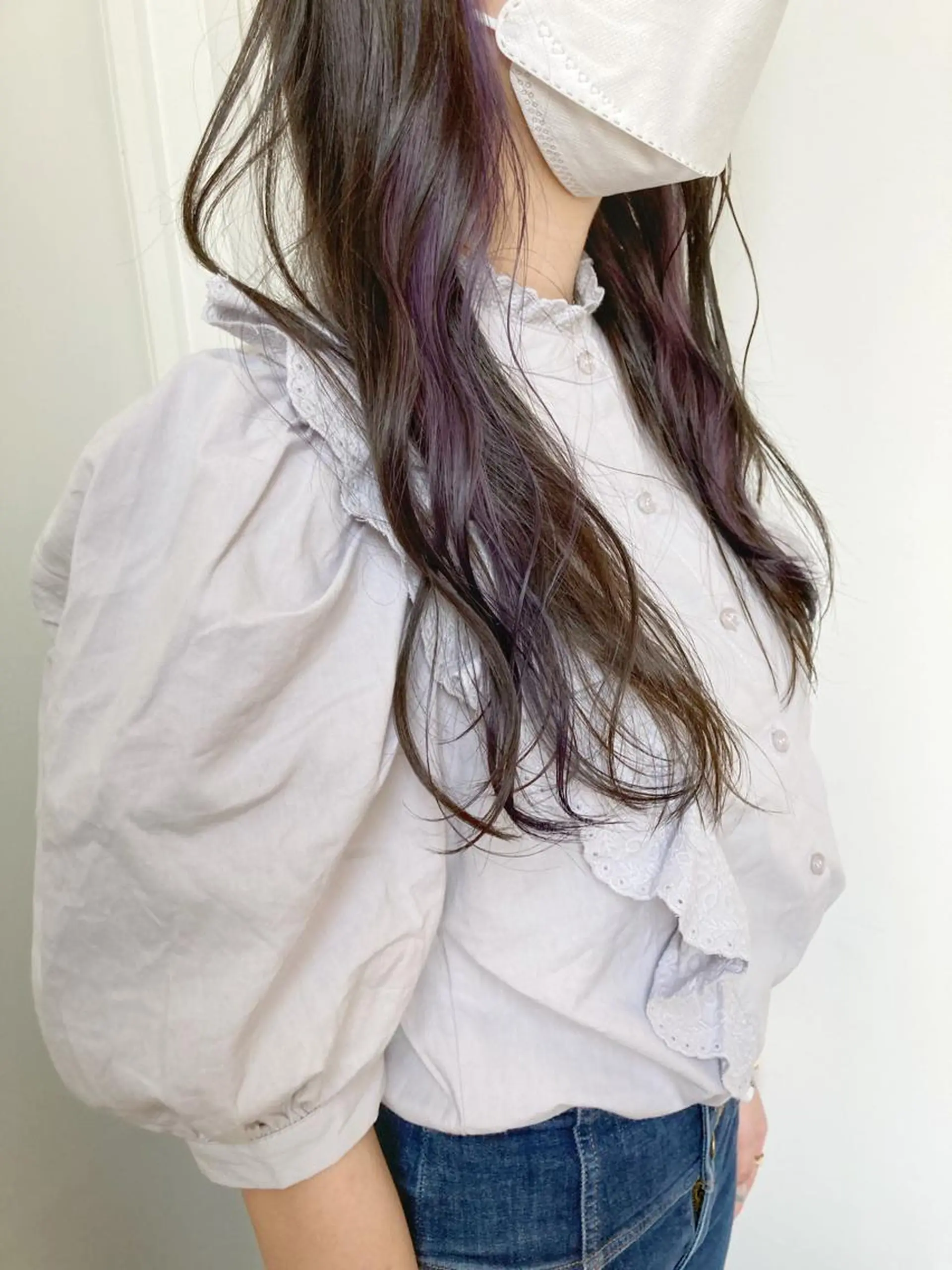 ロング カラー ブリーチ グレージュ ラベンダーカラー カット ヘアカラー 小木曽智美 /ボブ/ショートのヘアスタイル