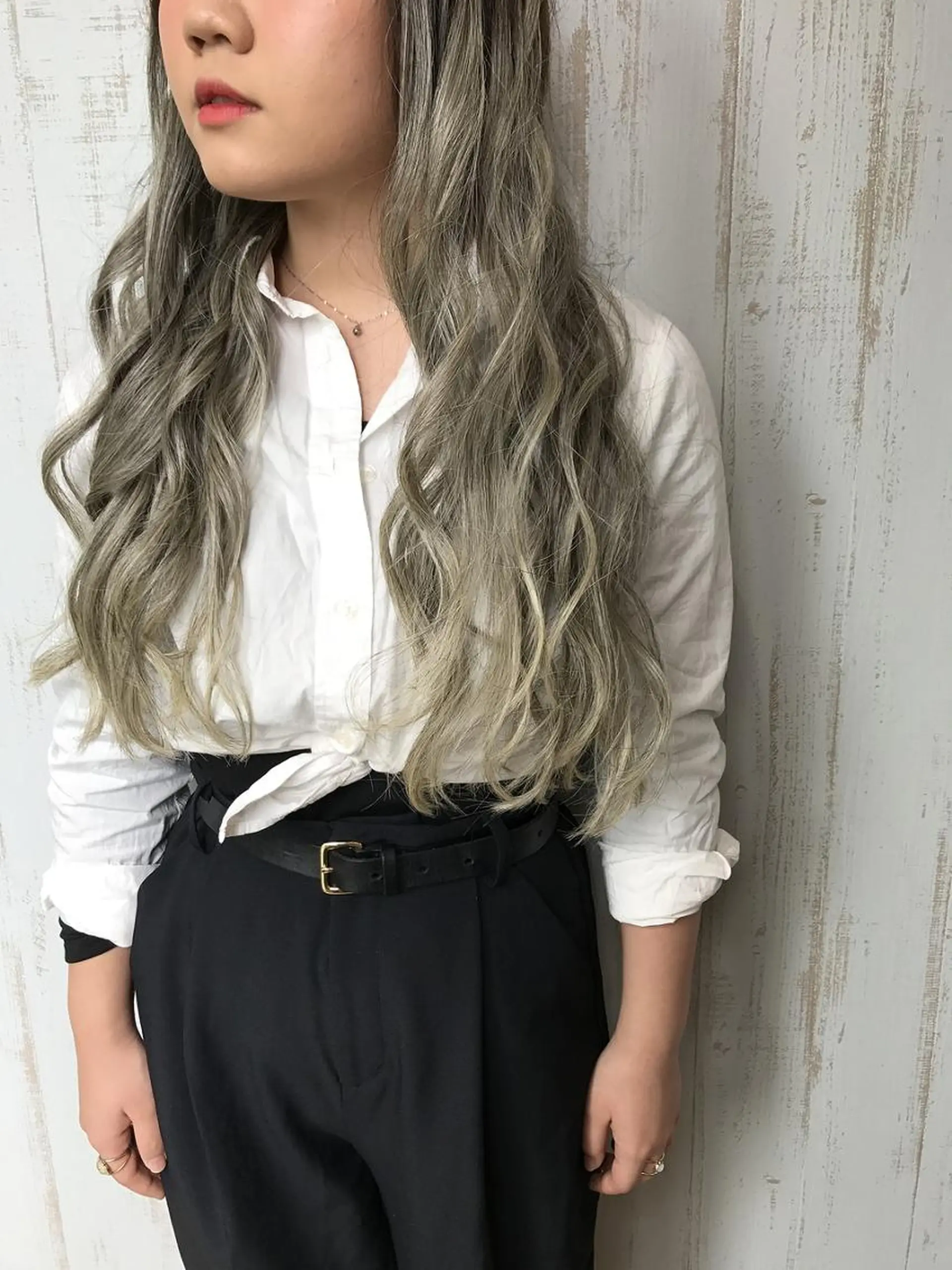 ロング カラー パーマ ヘアアレンジ チビ編み込みエクステ シールEXどぅ〜すのヘアスタイル