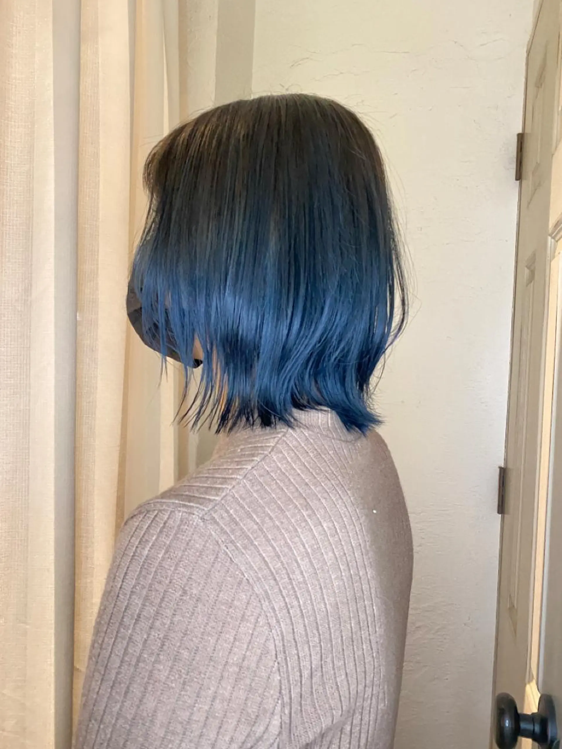 ミディアム カラー ブリーチ ブルーカラー ダブルカラー 🍑もも 🍑のヘアスタイル