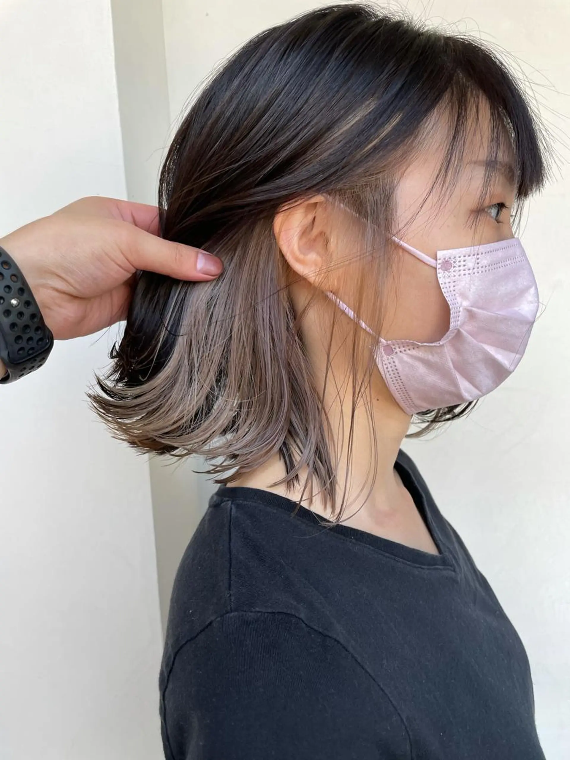 ミディアム ブリーチ毛矯正.髪質 改善.髪にドラマをのヘアスタイル