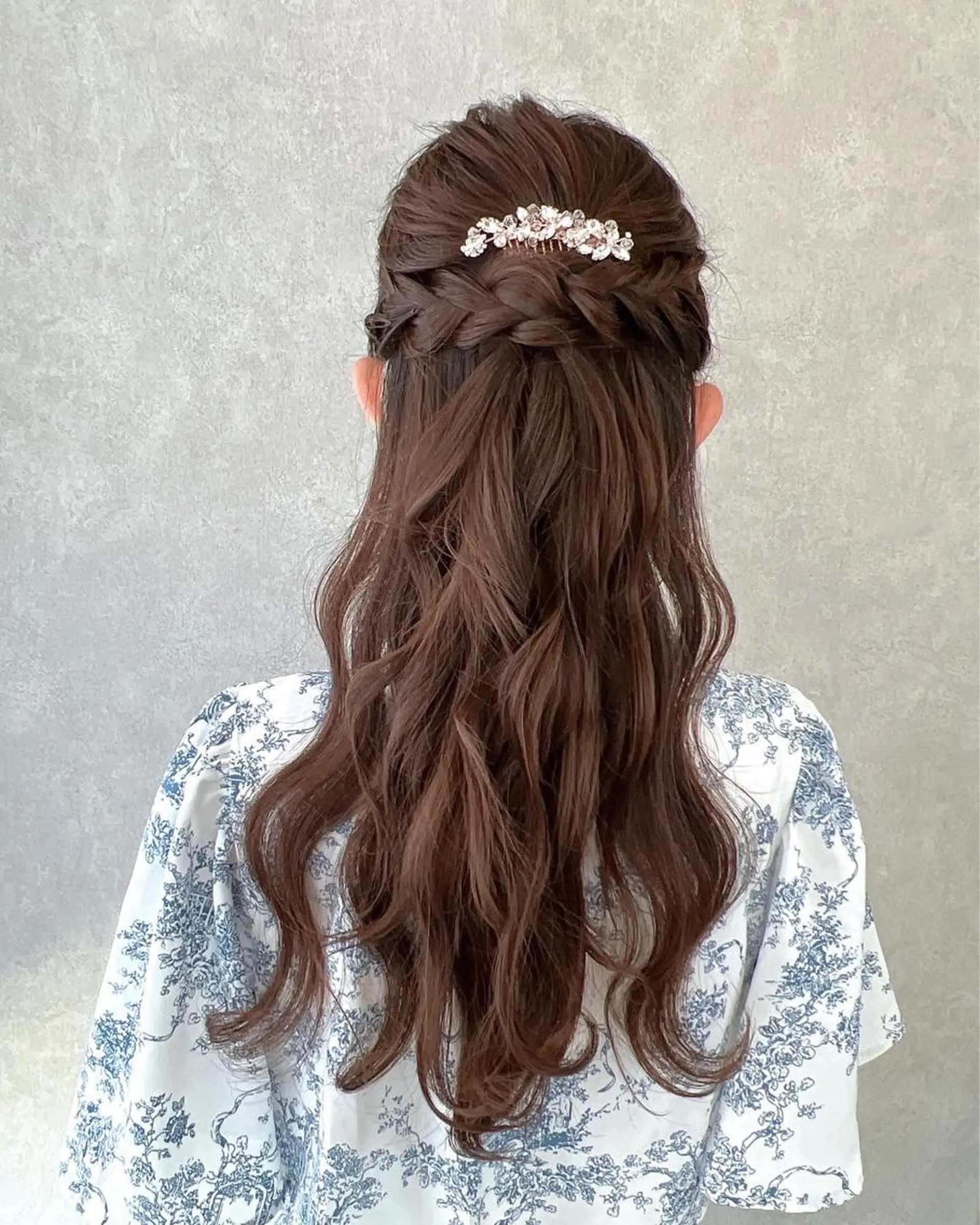 セミロング ヘアアレンジ ハーフアップ 結婚式・ブライダル ヘアセット 伊藤 栄子のヘアスタイル